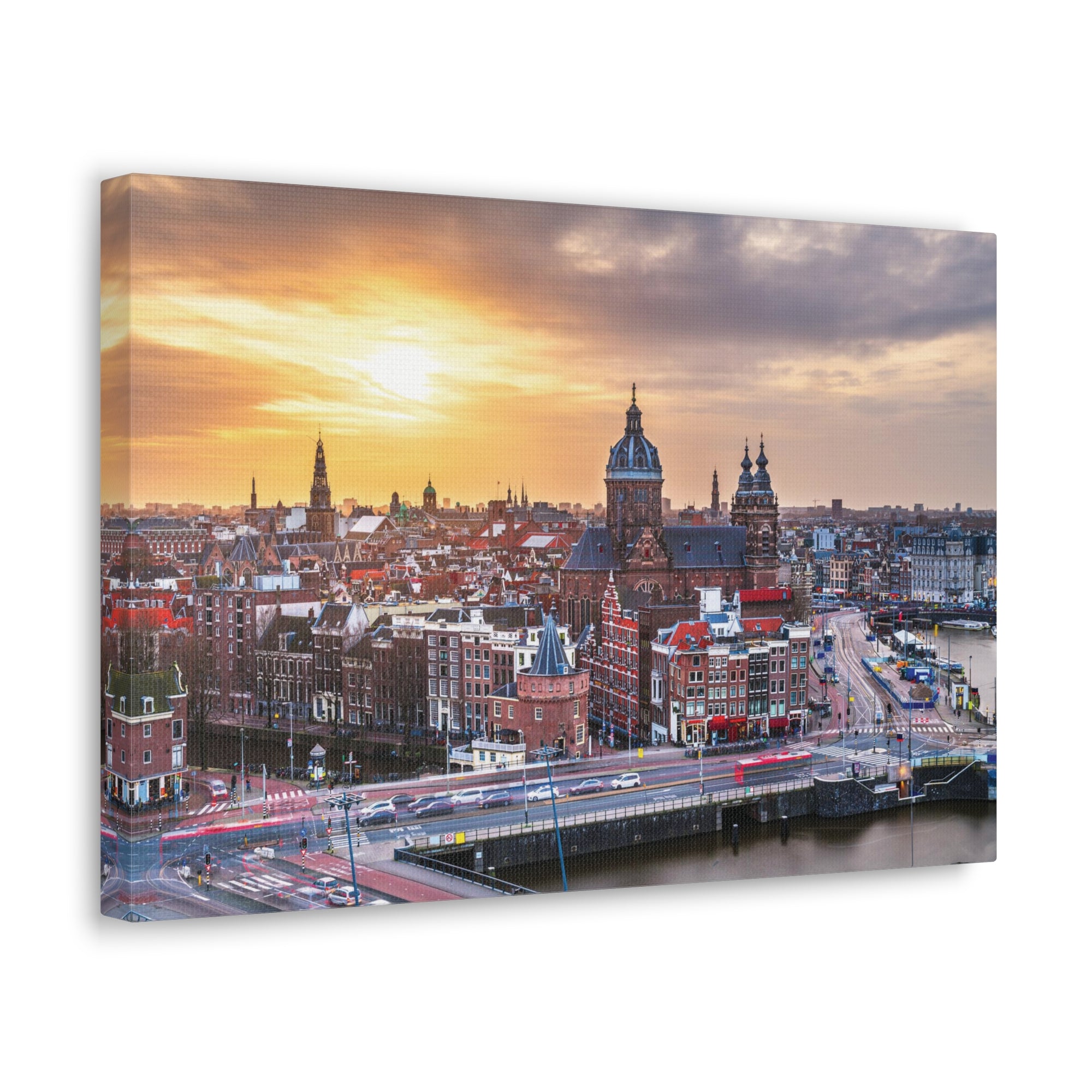 Amsterdam Daytime Skyline Canvas Artwork High-Quality Breathtaking Stunning Cityscape for Home Decor Ready to Hang-Express Your Love Gifts