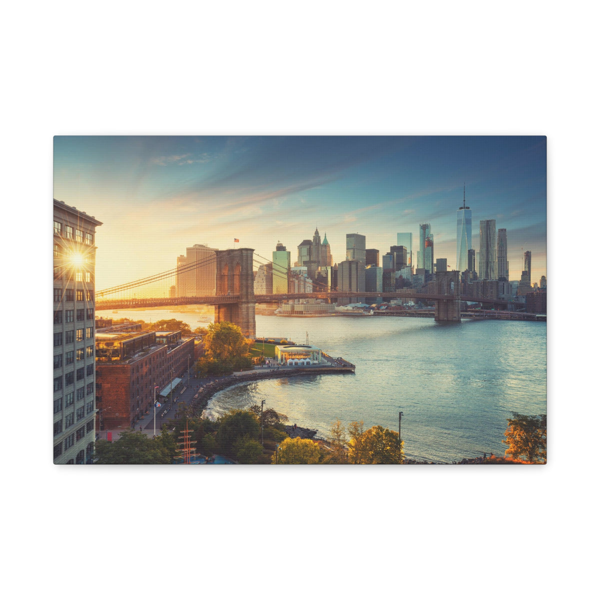 Brooklyn Daytime Skyline Canvas Artwork High-Quality Breathtaking Stunning Cityscape for Home Decor Ready to Hang-Express Your Love Gifts