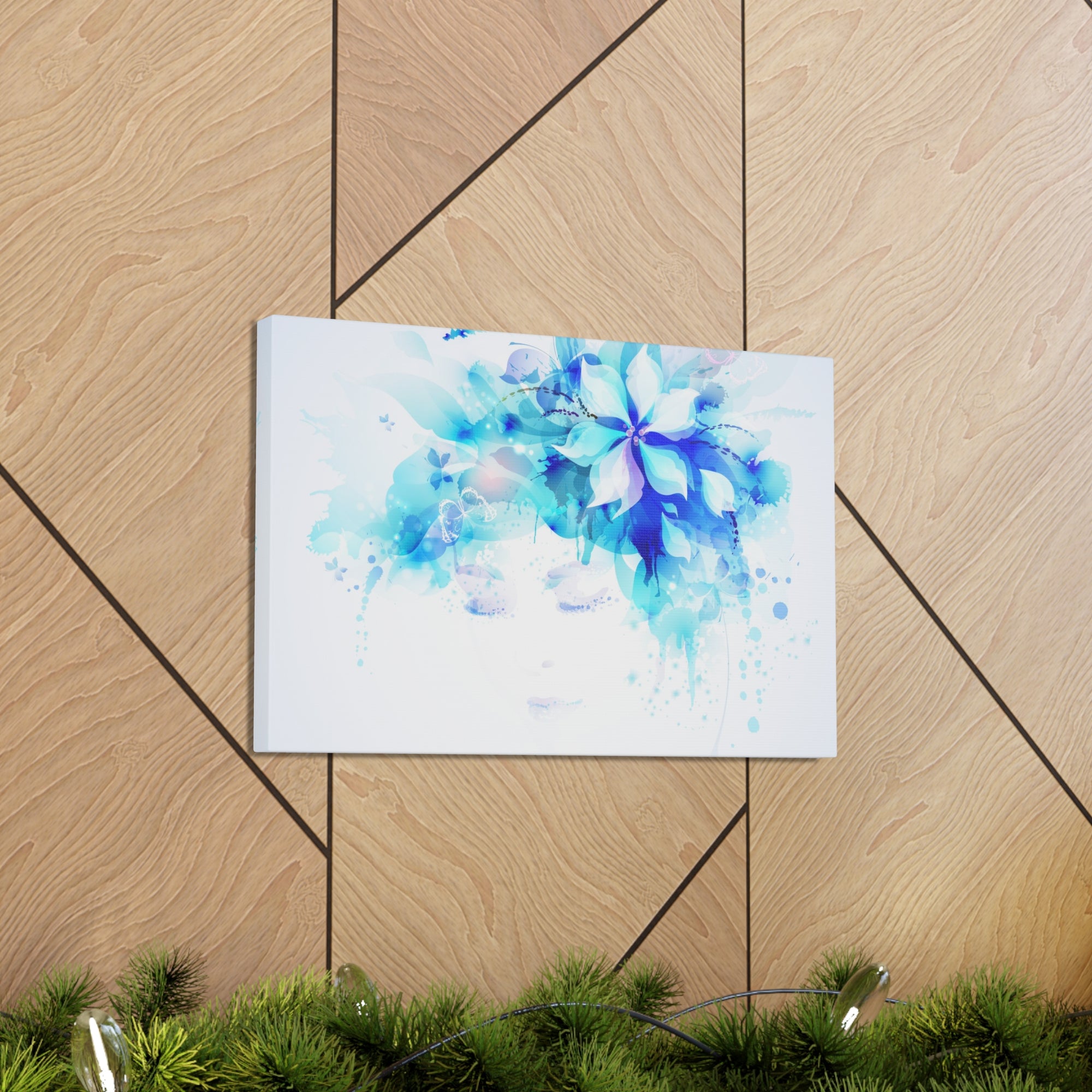 Beautiful Women With Abstract Elements And Butterflies Flower Canvas Wall Art for Home Decor Ready-to-Hang-Express Your Love Gifts