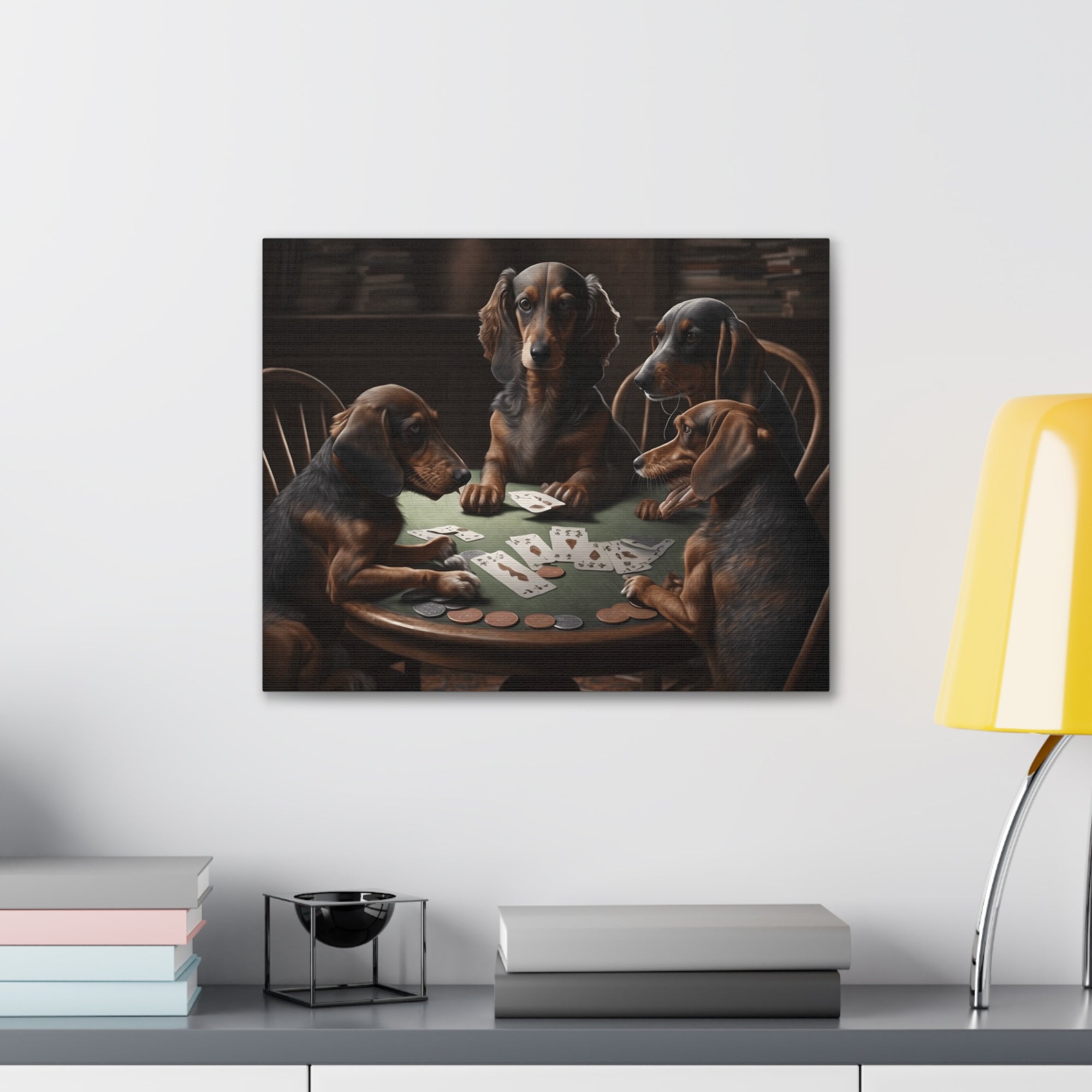 Painting Dogs Playing Poker Funny Game Animals Playing Card Canvas Wall Art for Home Decor Ready-to-Hang-Express Your Love Gifts