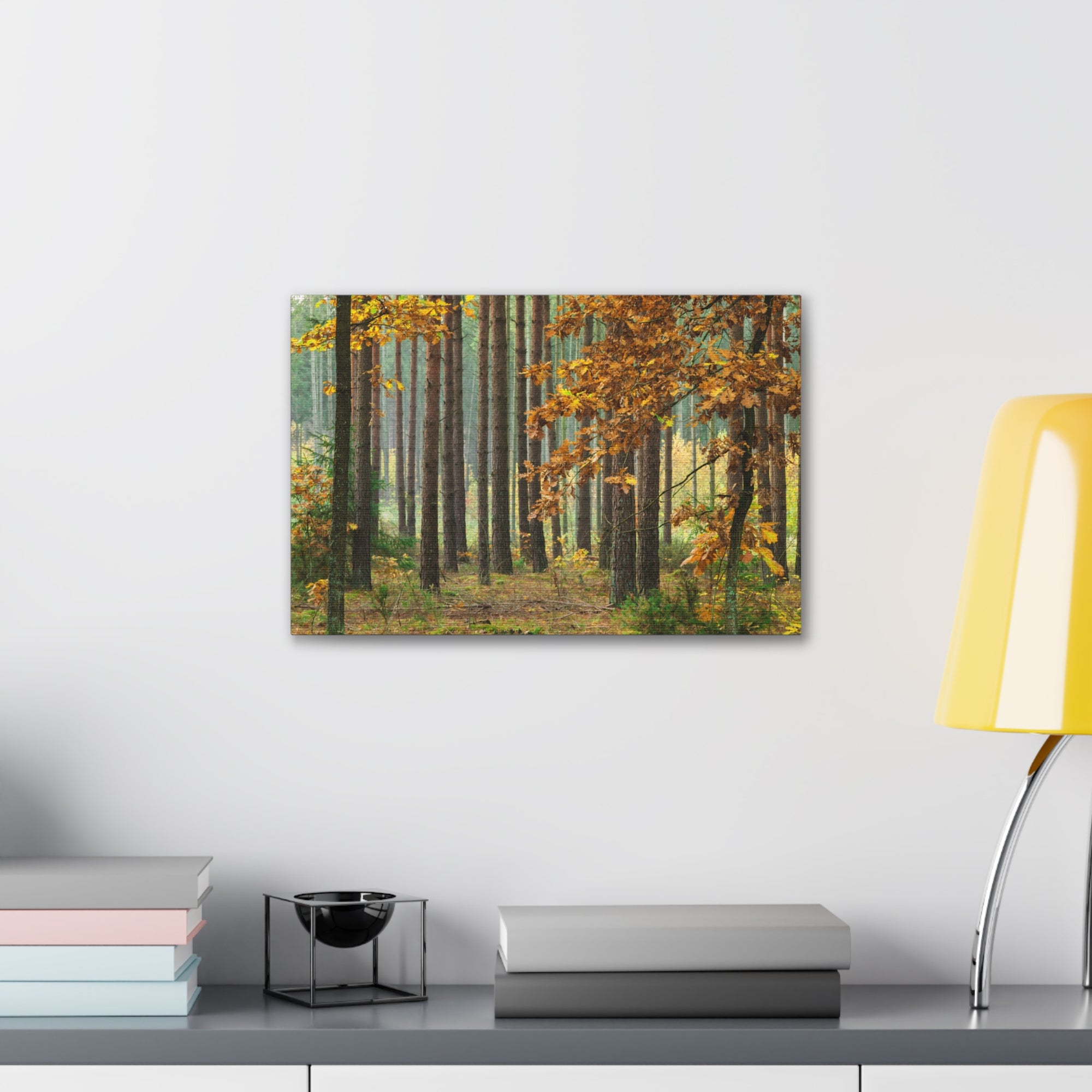 Autumn Forest Orange Tree Nature Wilderness Photography Canvas Wall Art for Home Decor Ready-to-Hang-Express Your Love Gifts