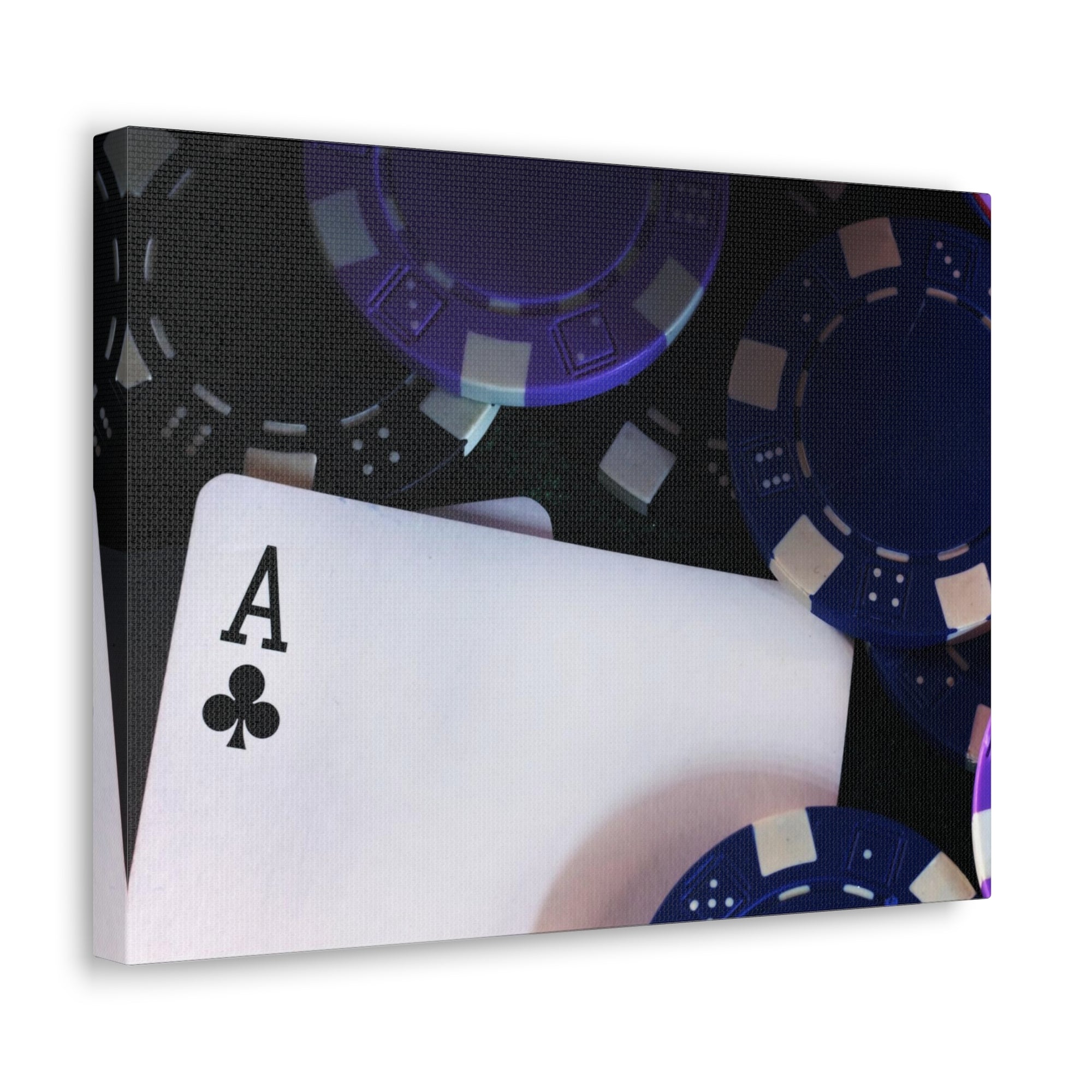 Ace of Clubs With Poker Chips Playing Card Canvas Wall Art for Home Decor Ready-to-Hang-Express Your Love Gifts