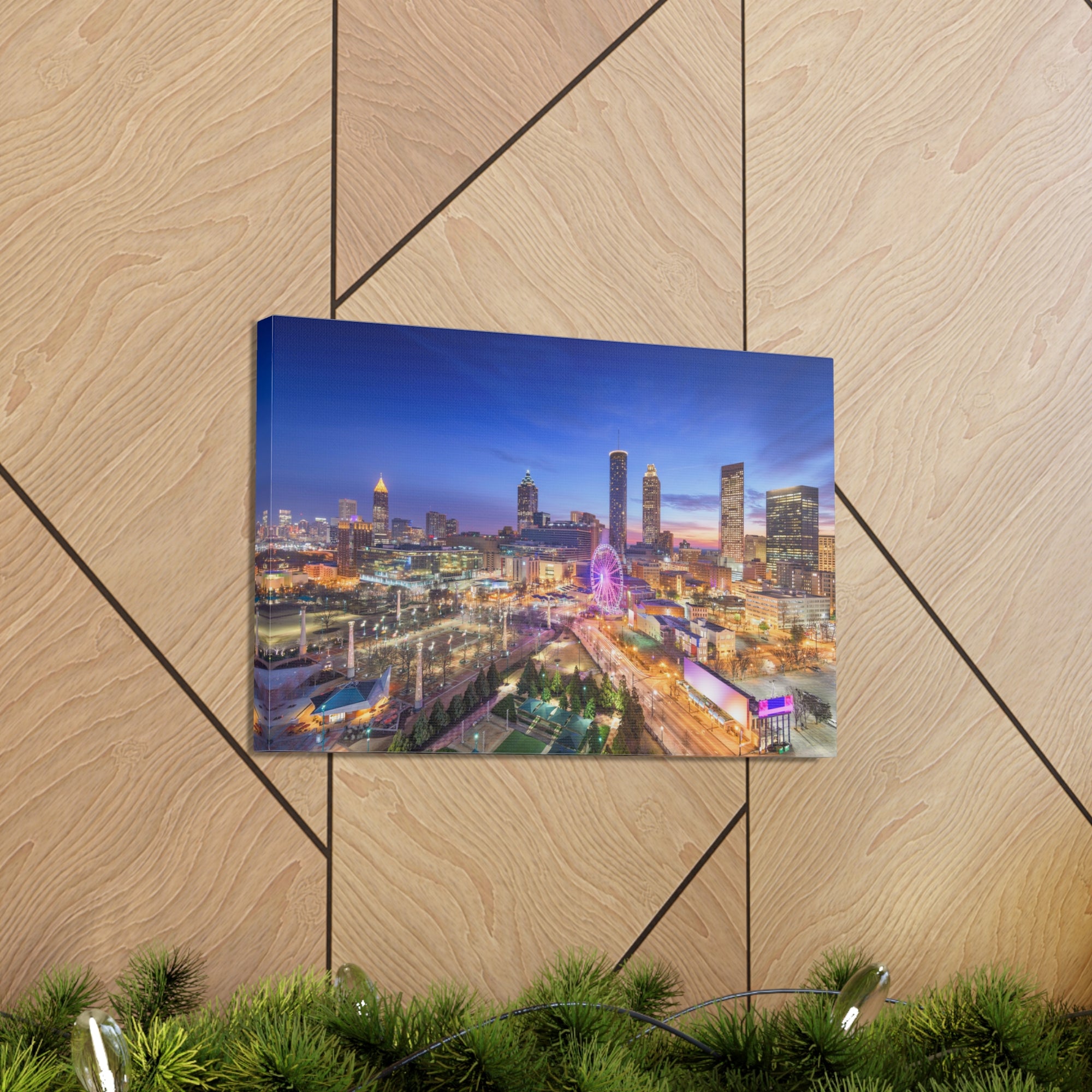 Atlanta Night Skyline Canvas Artwork High-Quality Breathtaking Stunning Cityscape for Home Decor Ready to Hang-Express Your Love Gifts