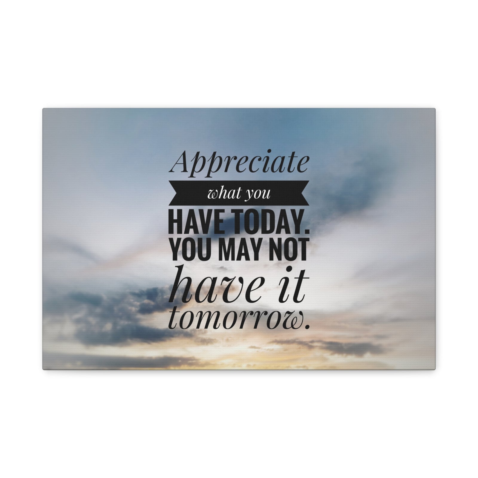 Inspirational Quote Canvas Appreciate What You Have Today Motivational Print Ready to Hang Artwork-Express Your Love Gifts