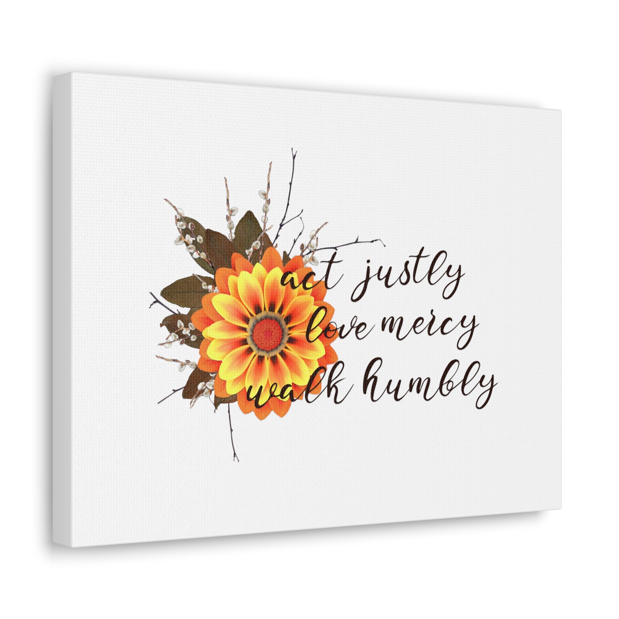 Scripture Walls Micah 6:8 Act Justly Sunflower Bible Verse Canvas Christian Wall Art Ready to Hang Unframed-Express Your Love Gifts