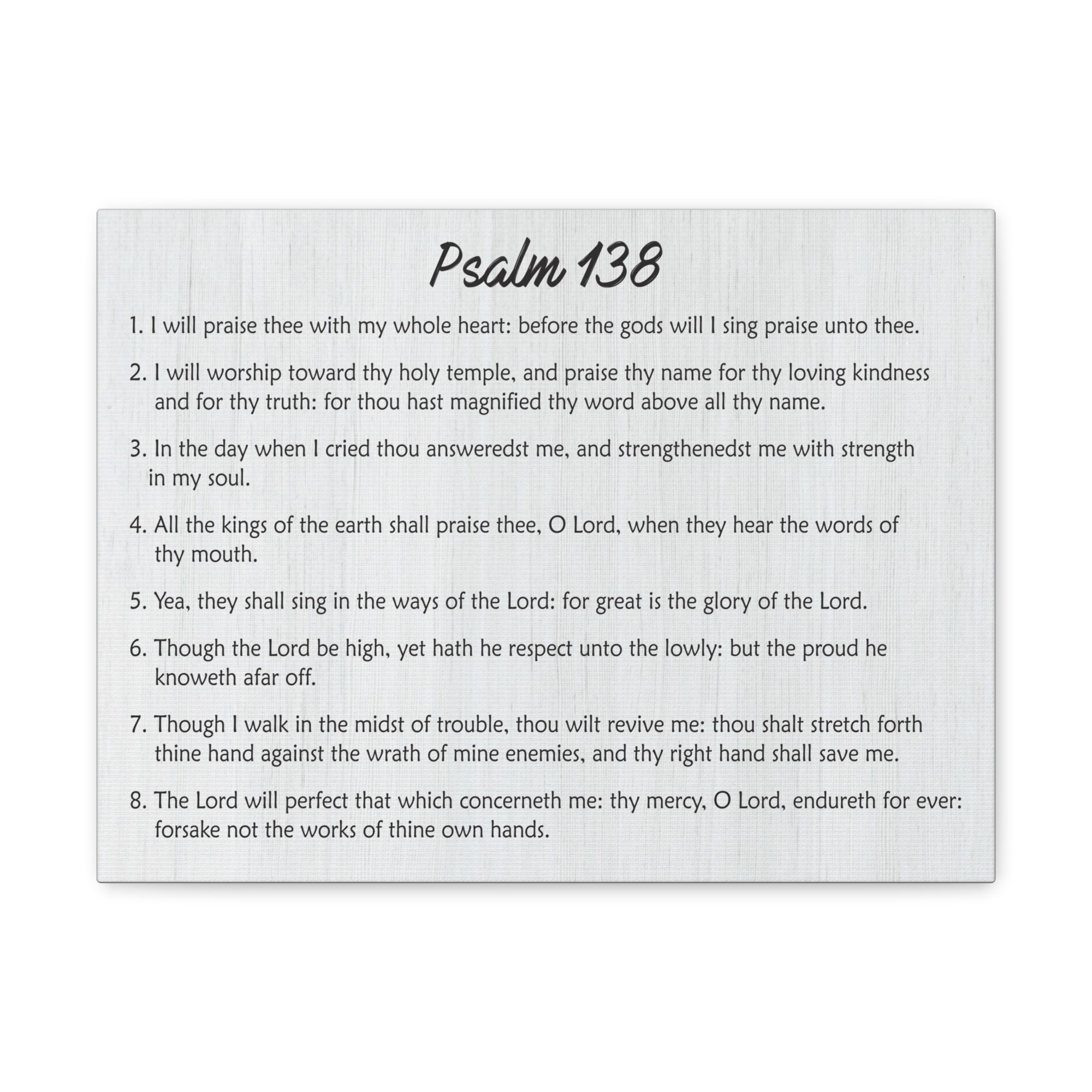 Scripture Canvas Praise His Holy Name Psalm 138 Christian Wall Art Bible Verse Print Ready to Hang-Express Your Love Gifts