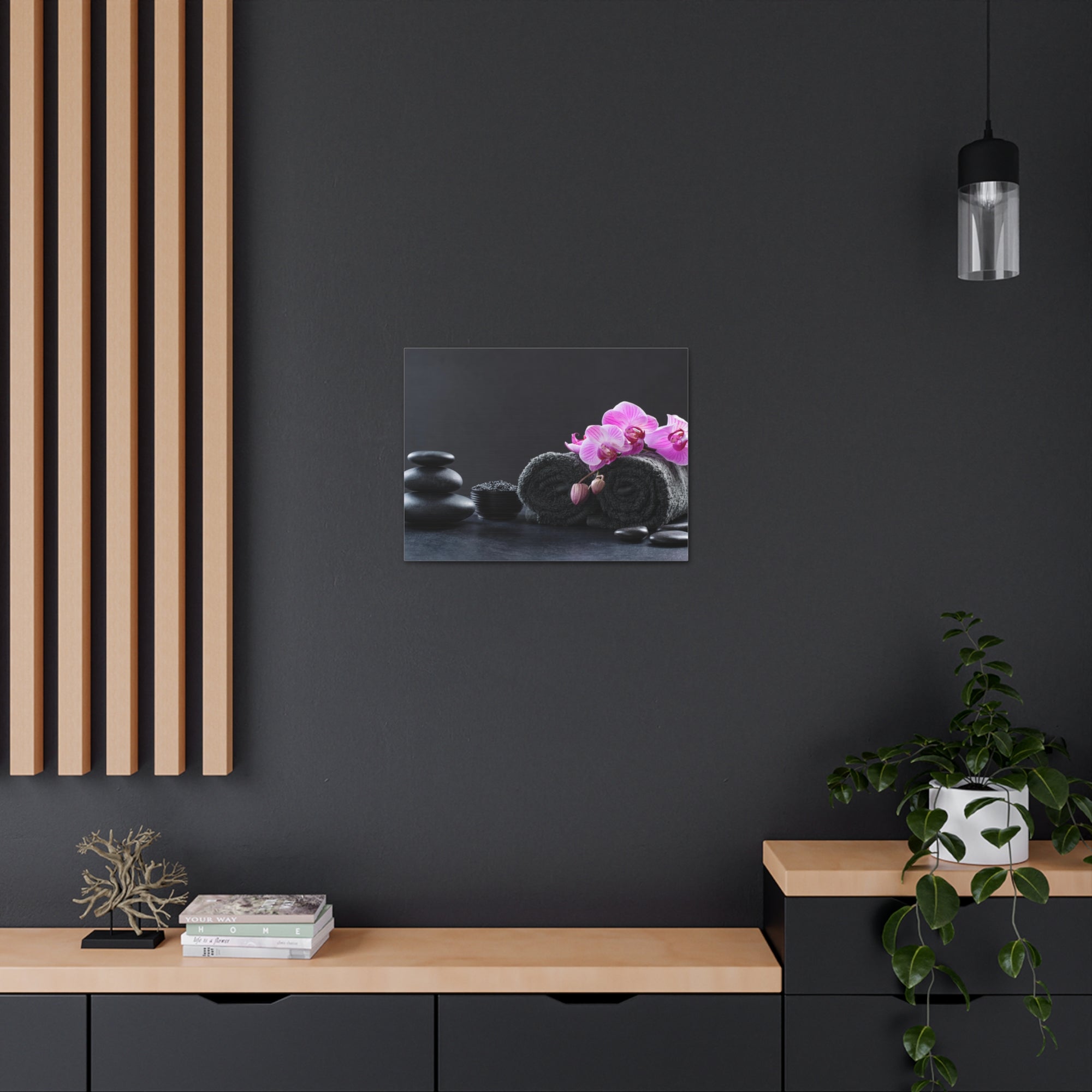 Black Spa Setting Forest Floral Nature Photography Canvas Wall Art for Home Decor Ready-to-Hang-Express Your Love Gifts