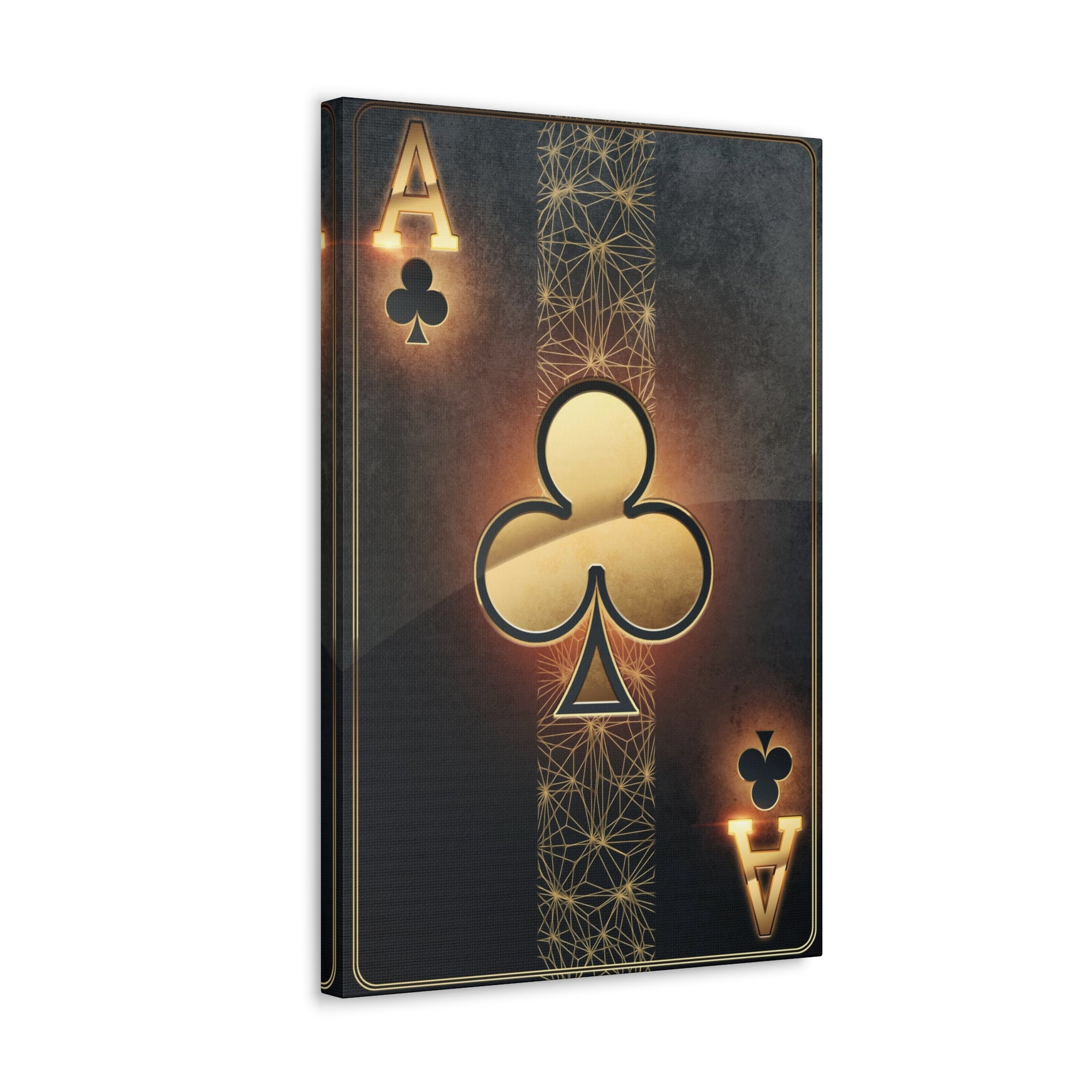 Black And Golden Ace Of Clubs Poker Playing Card Canvas Wall Art for Home Decor Ready-to-Hang-Express Your Love Gifts