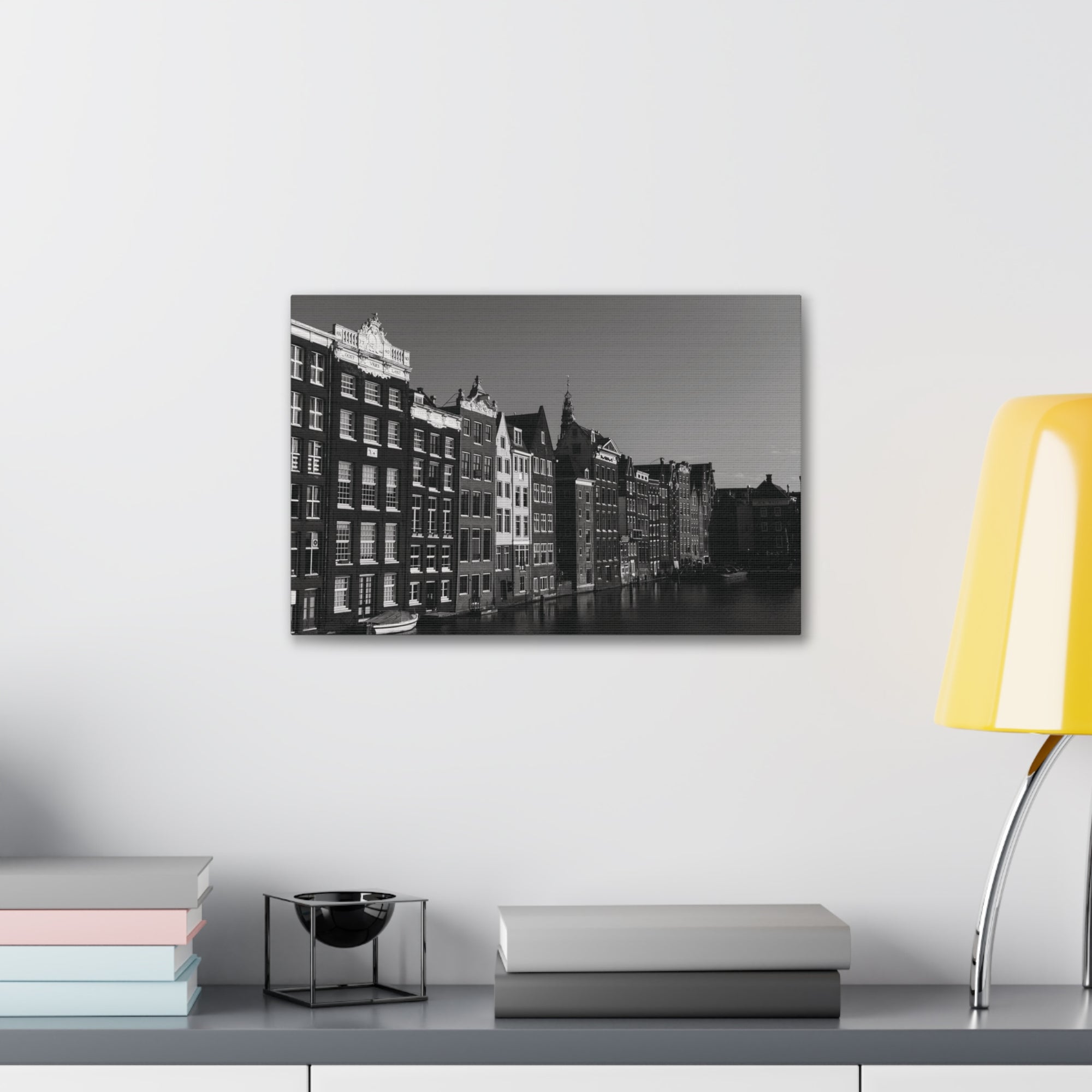 Amsterdam Black And White Skyline Canvas Artwork High-Quality Breathtaking Stunning Cityscape for Home Decor Ready to Hang-Express Your Love Gifts