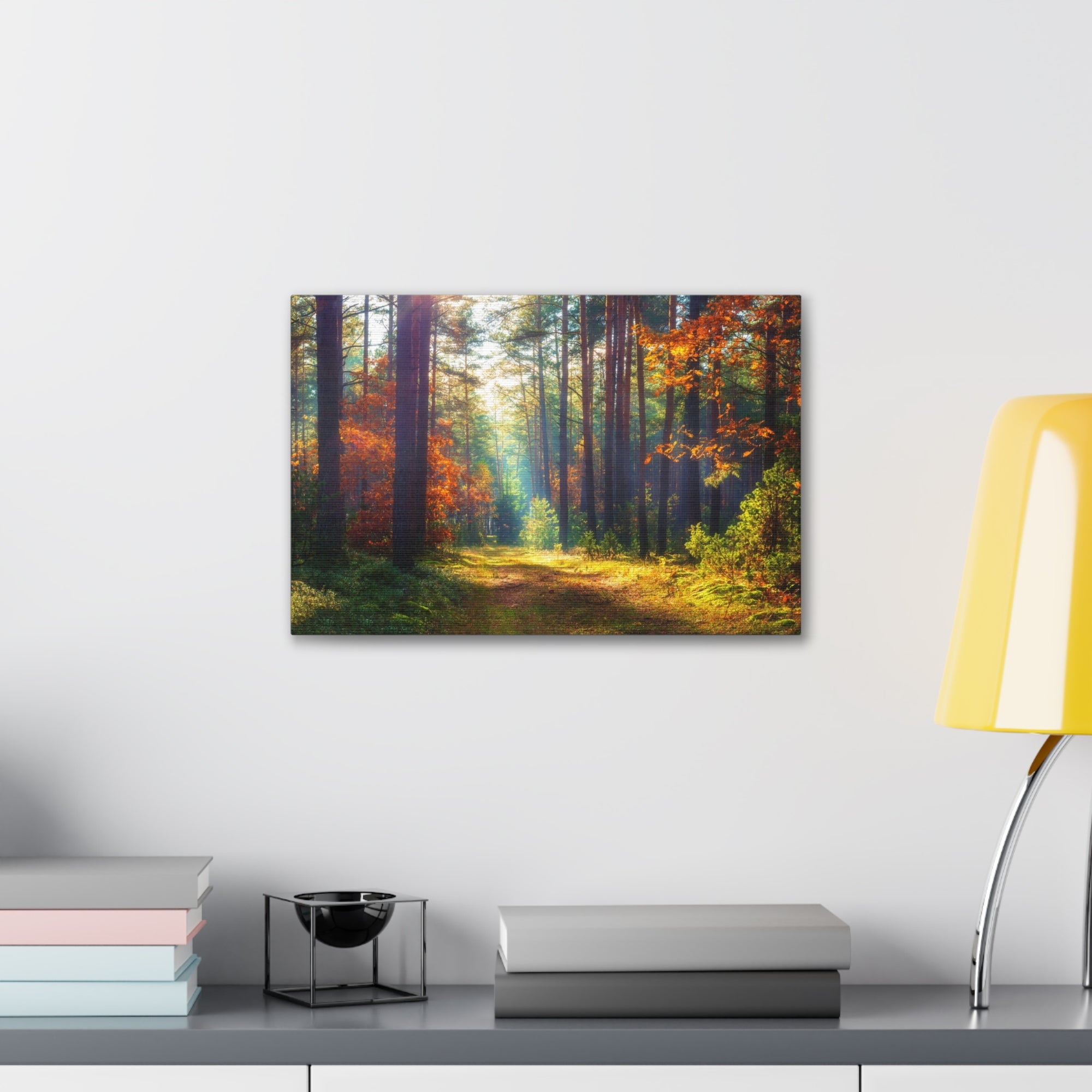 Autumn Fall Leaf Forest Nature Wilderness Photography Canvas Wall Art for Home Decor Ready-to-Hang-Express Your Love Gifts