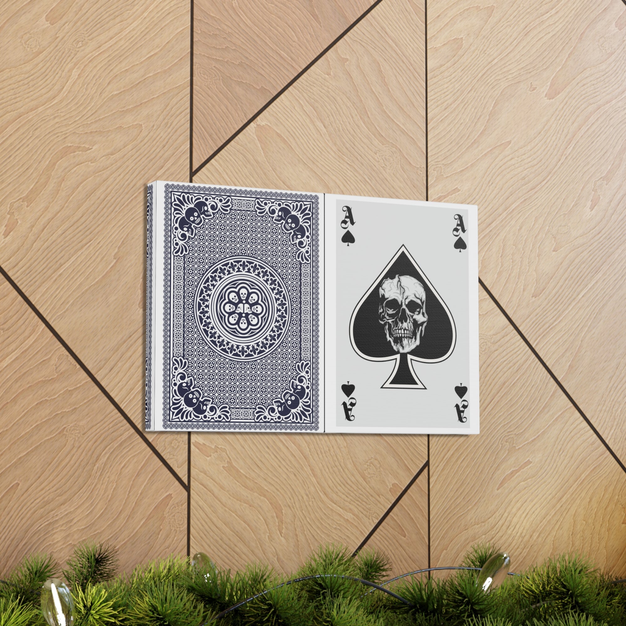 Ace of Spades With Skull Playing Card Canvas Wall Art for Home Decor Ready-to-Hang-Express Your Love Gifts