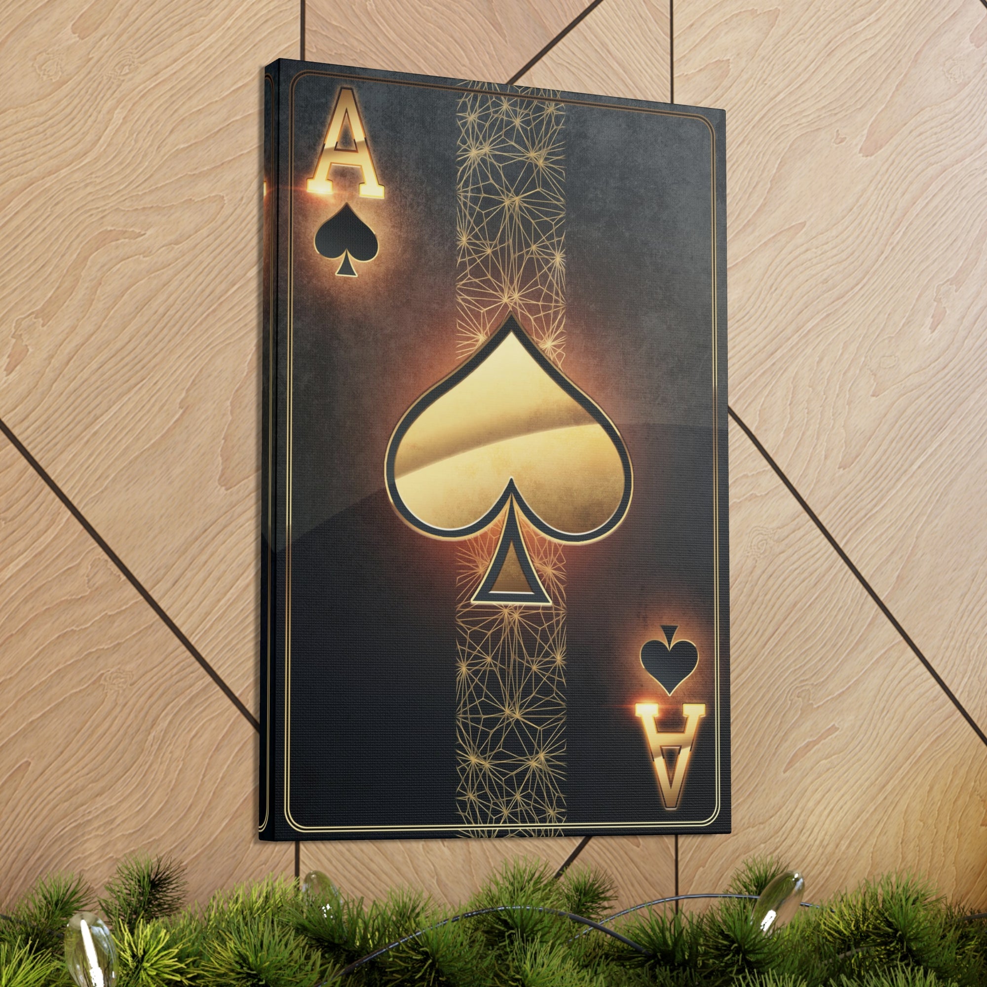 Black Gold Ace Of Hearts Playing Card Canvas Wall Art for Home Decor Ready-to-Hang-Express Your Love Gifts