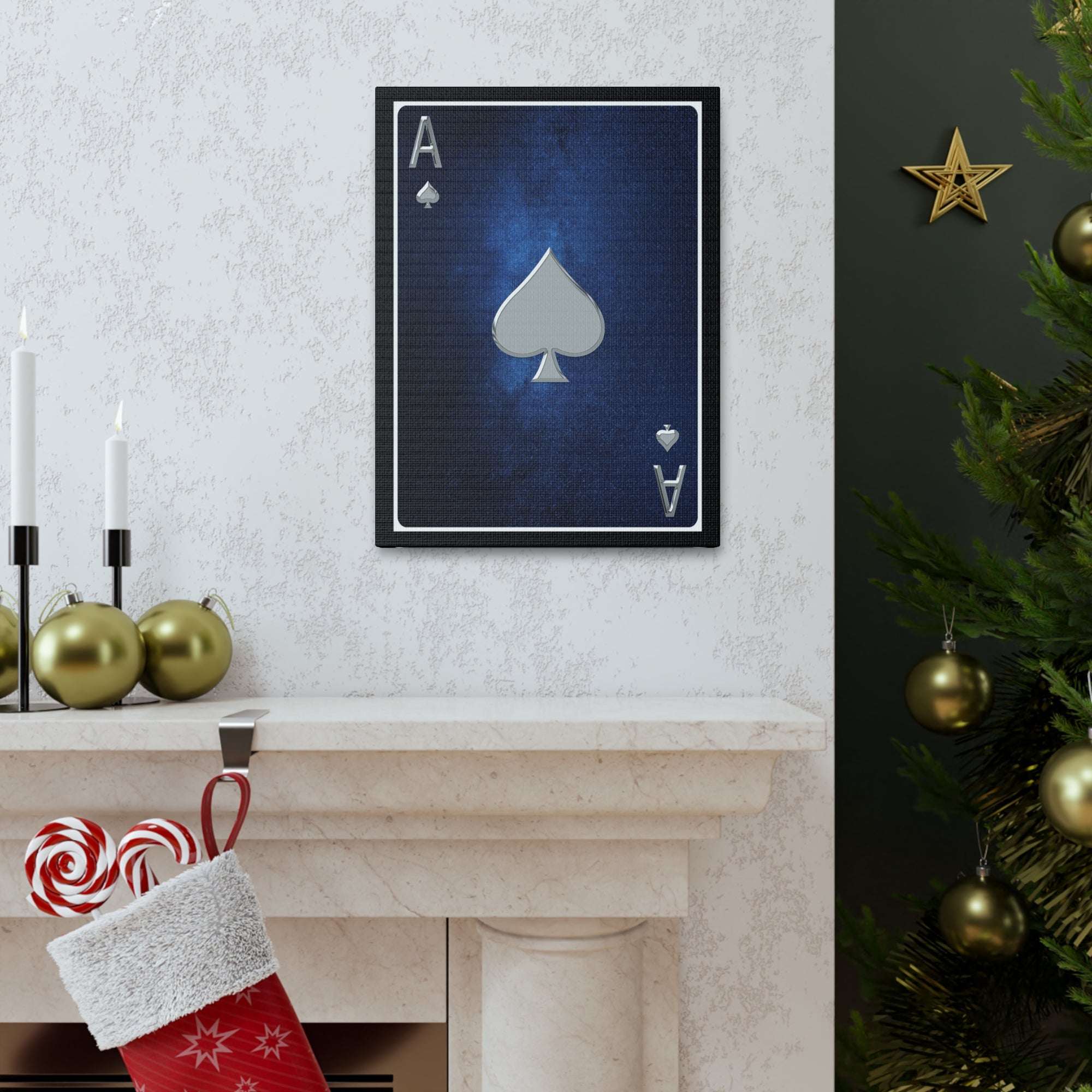 Ace Of Spades Space Background Playing Card Canvas Wall Art for Home Decor Ready-to-Hang-Express Your Love Gifts