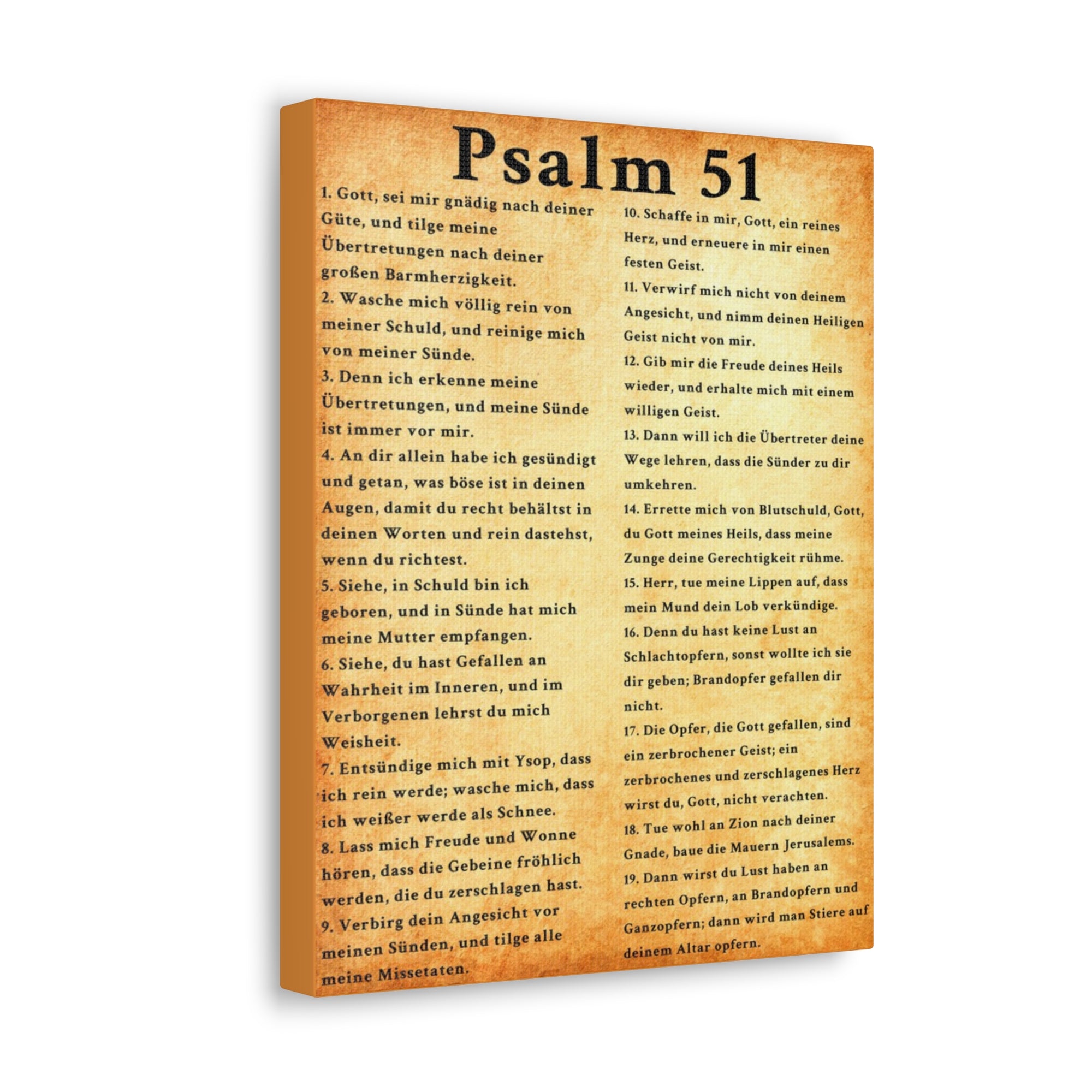 Scripture Walls Psalm 51 German Gold Bible Verse Canvas Christian Wall Art Ready to Hang Unframed-Express Your Love Gifts