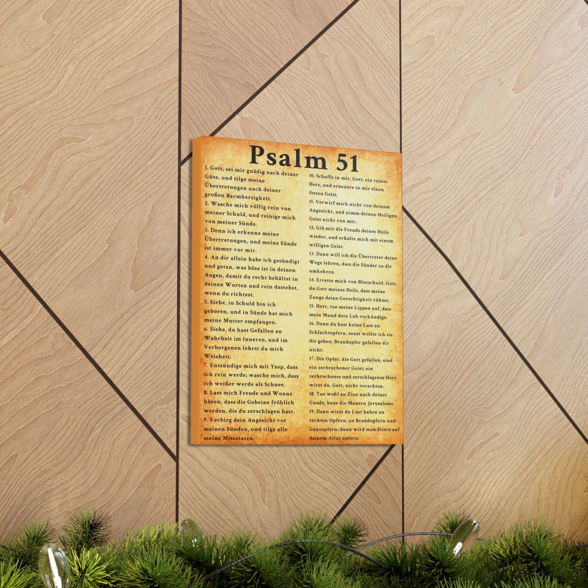 Scripture Walls Psalm 51 German Gold Bible Verse Canvas Christian Wall Art Ready to Hang Unframed-Express Your Love Gifts