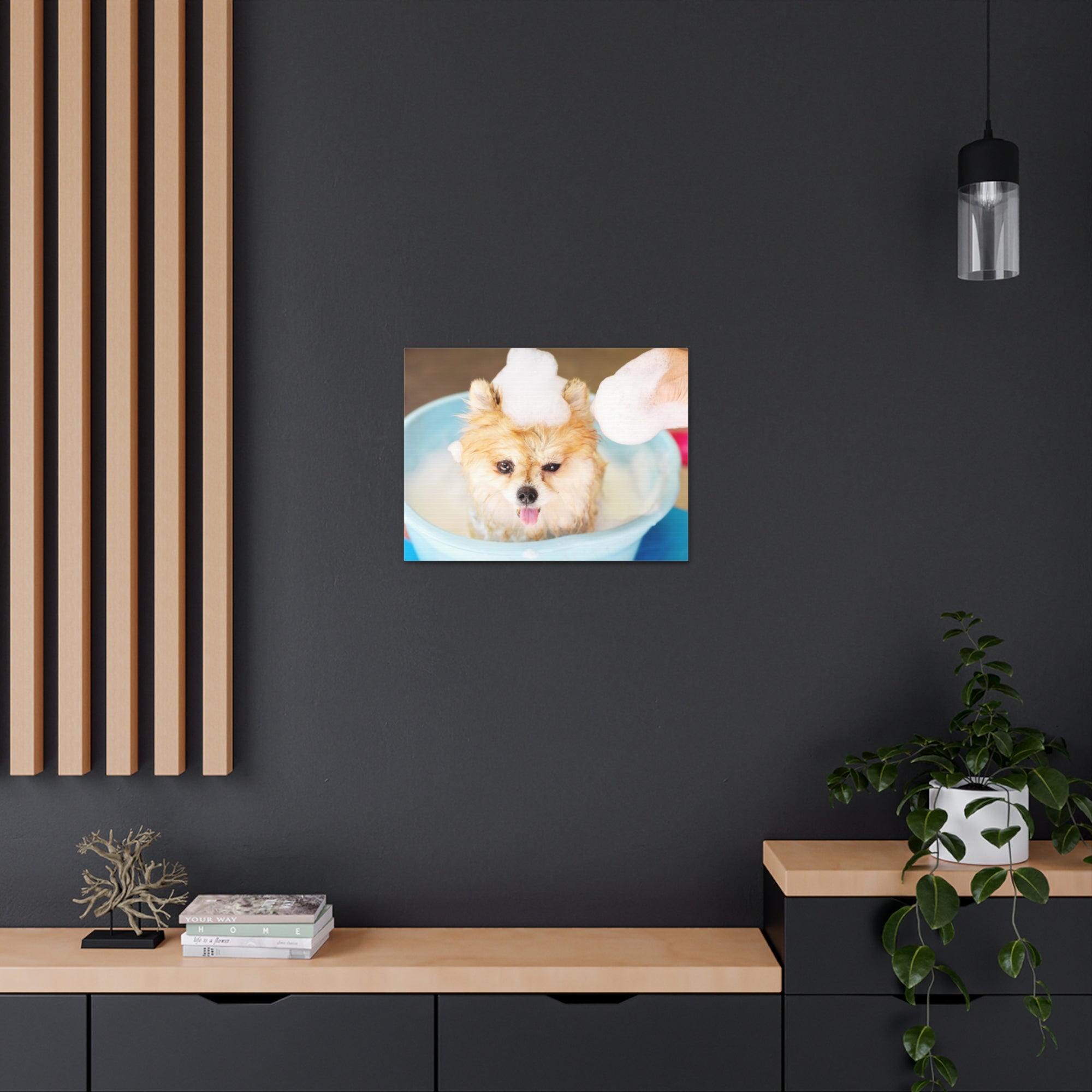 Funny Pomeranian Bathee Canvas Wall Art for Home Decor Ready-to-Hang-Express Your Love Gifts