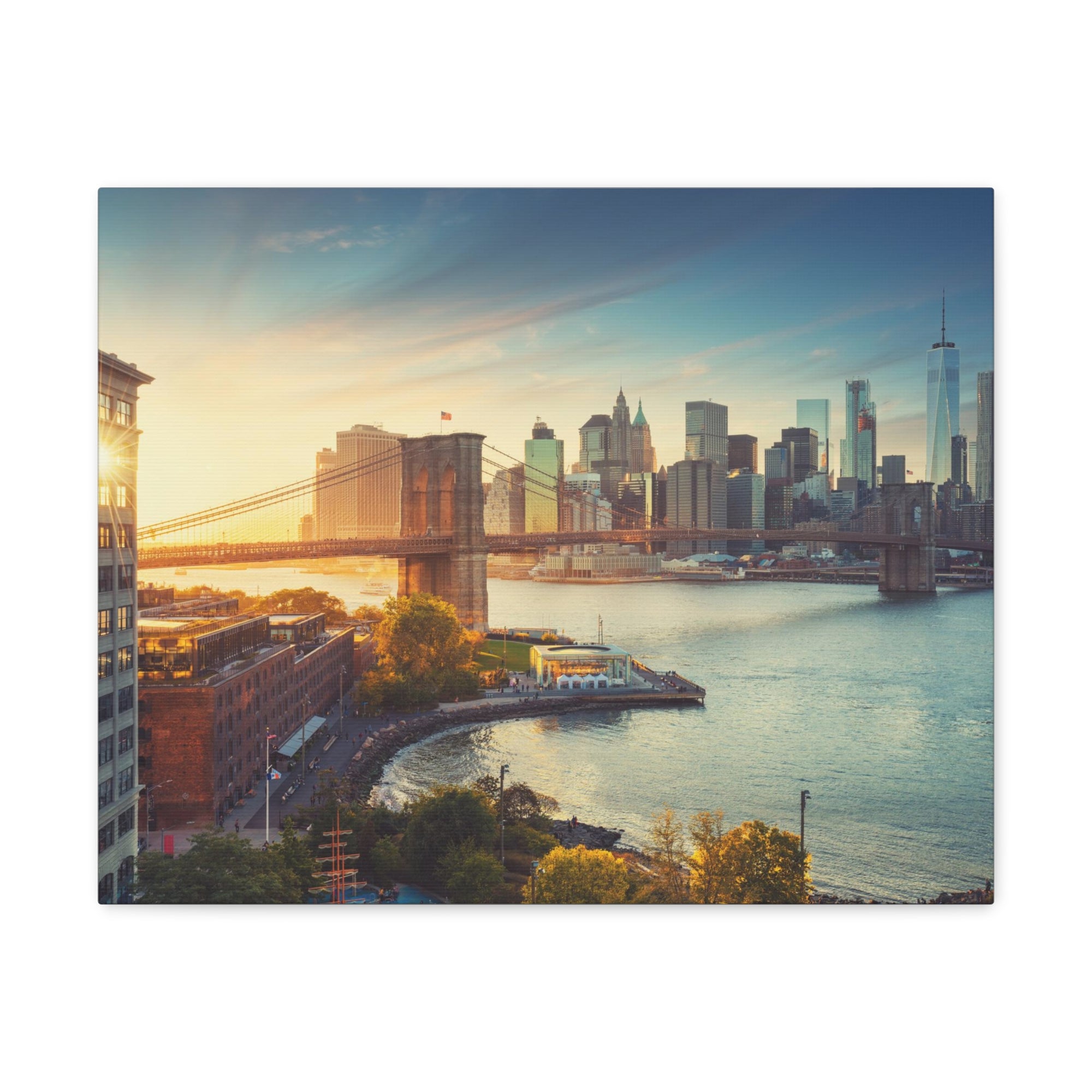 Brooklyn Daytime Skyline Canvas Artwork High-Quality Breathtaking Stunning Cityscape for Home Decor Ready to Hang-Express Your Love Gifts