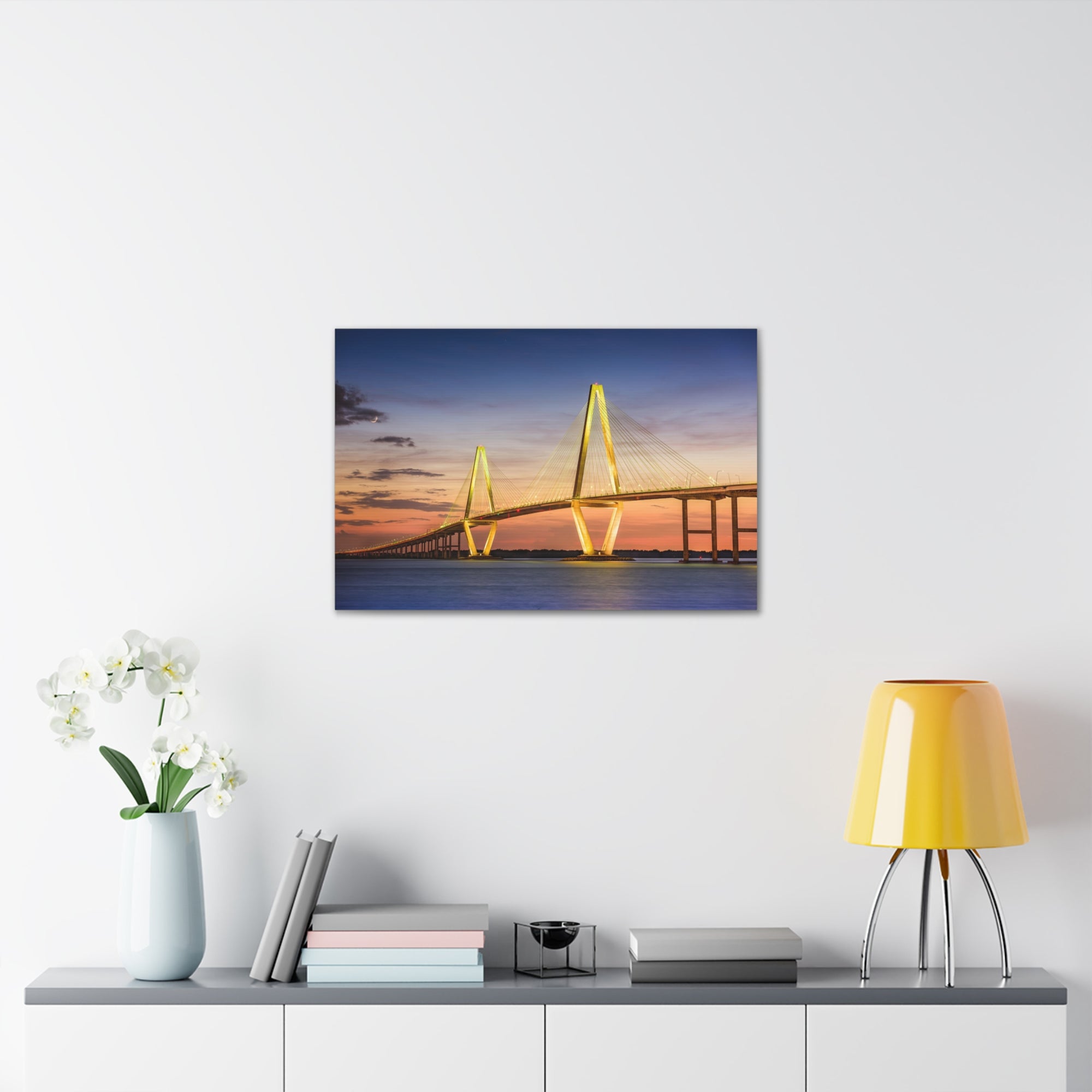 Arthur Ravenel River Bridge Charleston South Carolina Nature Wilderness Photography Canvas Wall Art for Home Decor Ready-to-Hang-Express Your Love Gifts