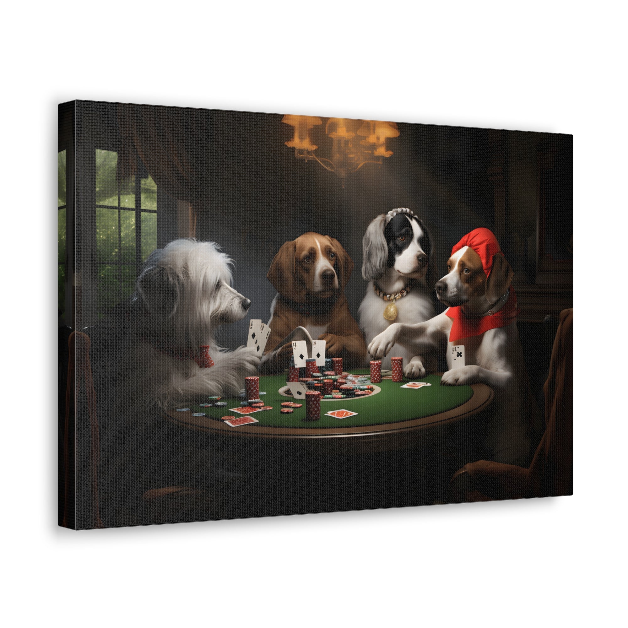 Dogs Playing Poker New York Animals Playing Card Canvas Wall Art for Home Decor Ready-to-Hang-Express Your Love Gifts