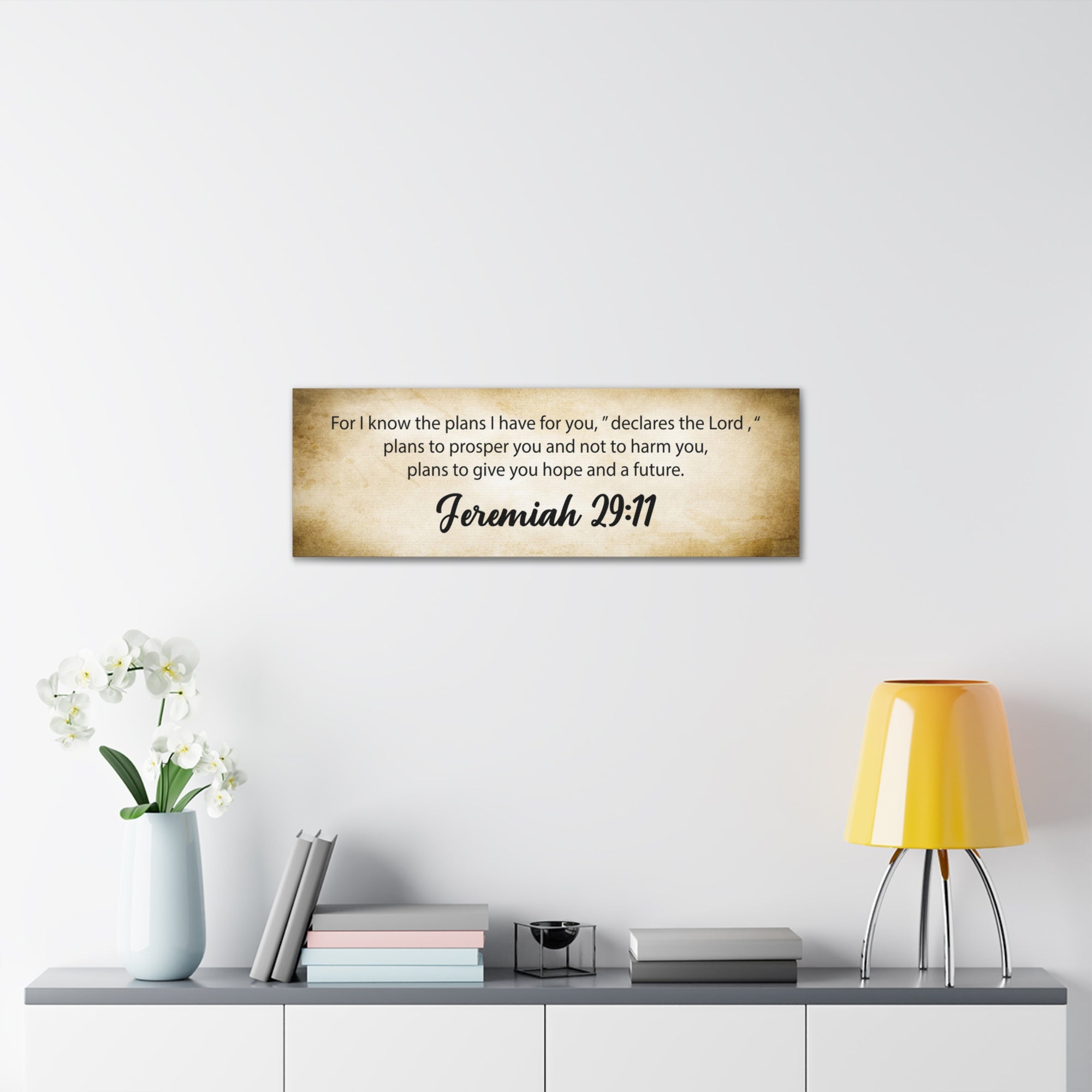 Scripture Walls Jeremiah 29:11 Gold Bible Verse Canvas Christian Wall Art Ready to Hang Unframed-Express Your Love Gifts