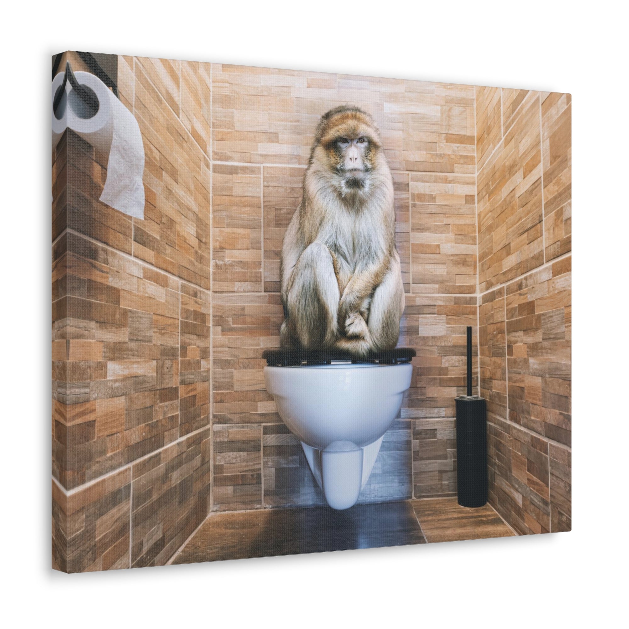 Macaque Ape Sitting On Toilet Funny Canvas Wall Art for Home Decor Ready-to-Hand-Express Your Love Gifts