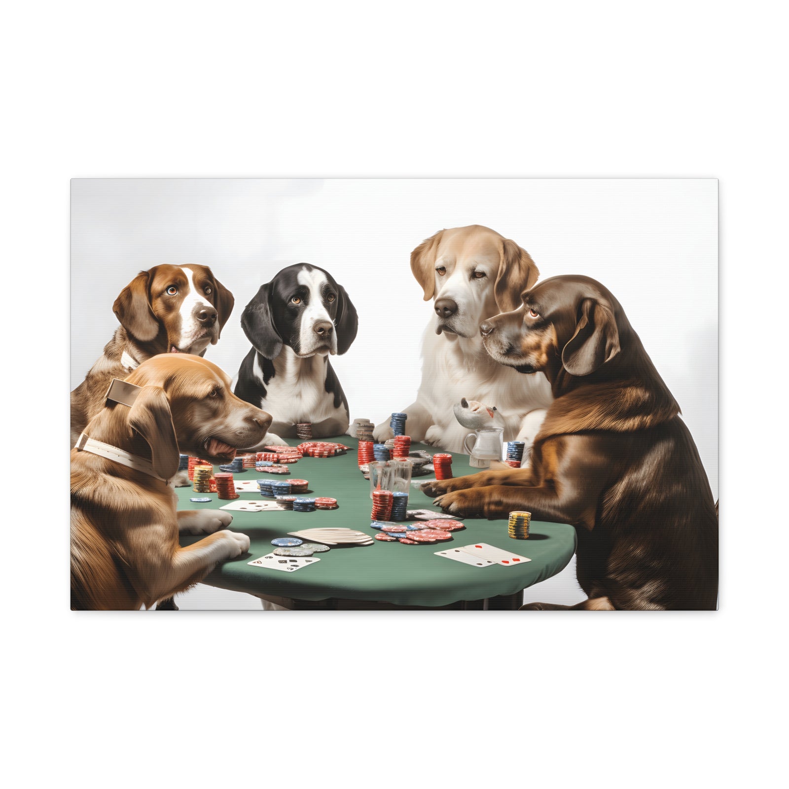 Dogs Playing Poker Funny Game Playing Card Canvas Wall Art for Home Decor Ready-to-Hang-Express Your Love Gifts