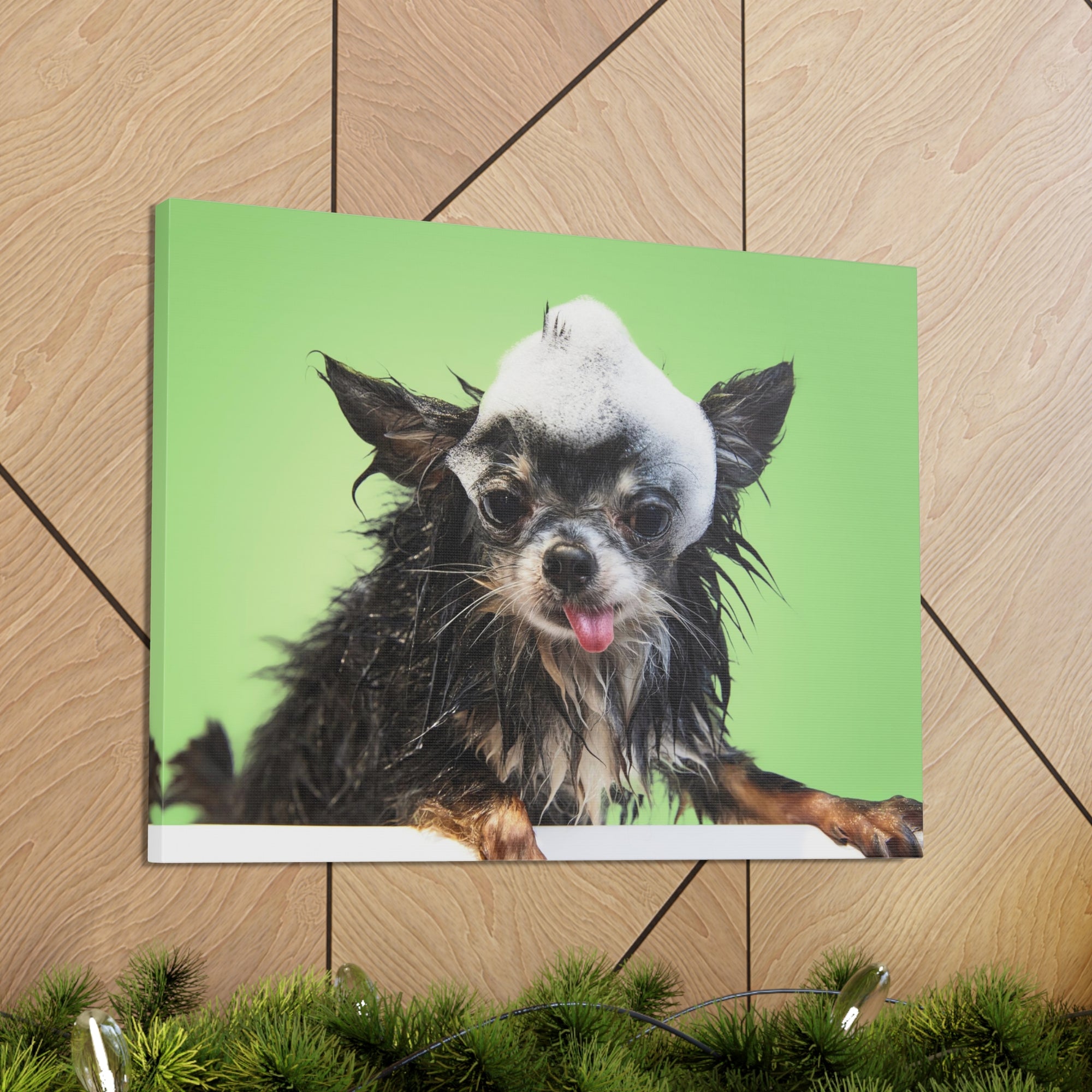 Funny Chihuahua Bath Canvas Wall Art for Home Decor Ready-to-Hang-Express Your Love Gifts