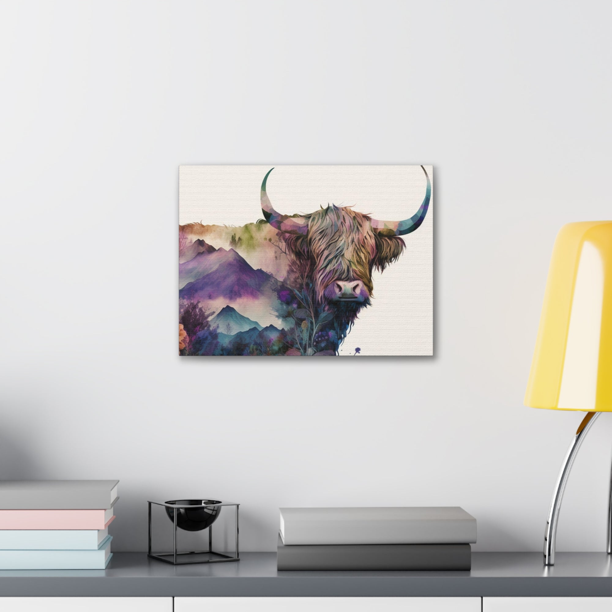 Bison Standing In Flower Field Buffalo Art Canvas Wall Art for Home Decor Ready-to-Hang-Express Your Love Gifts