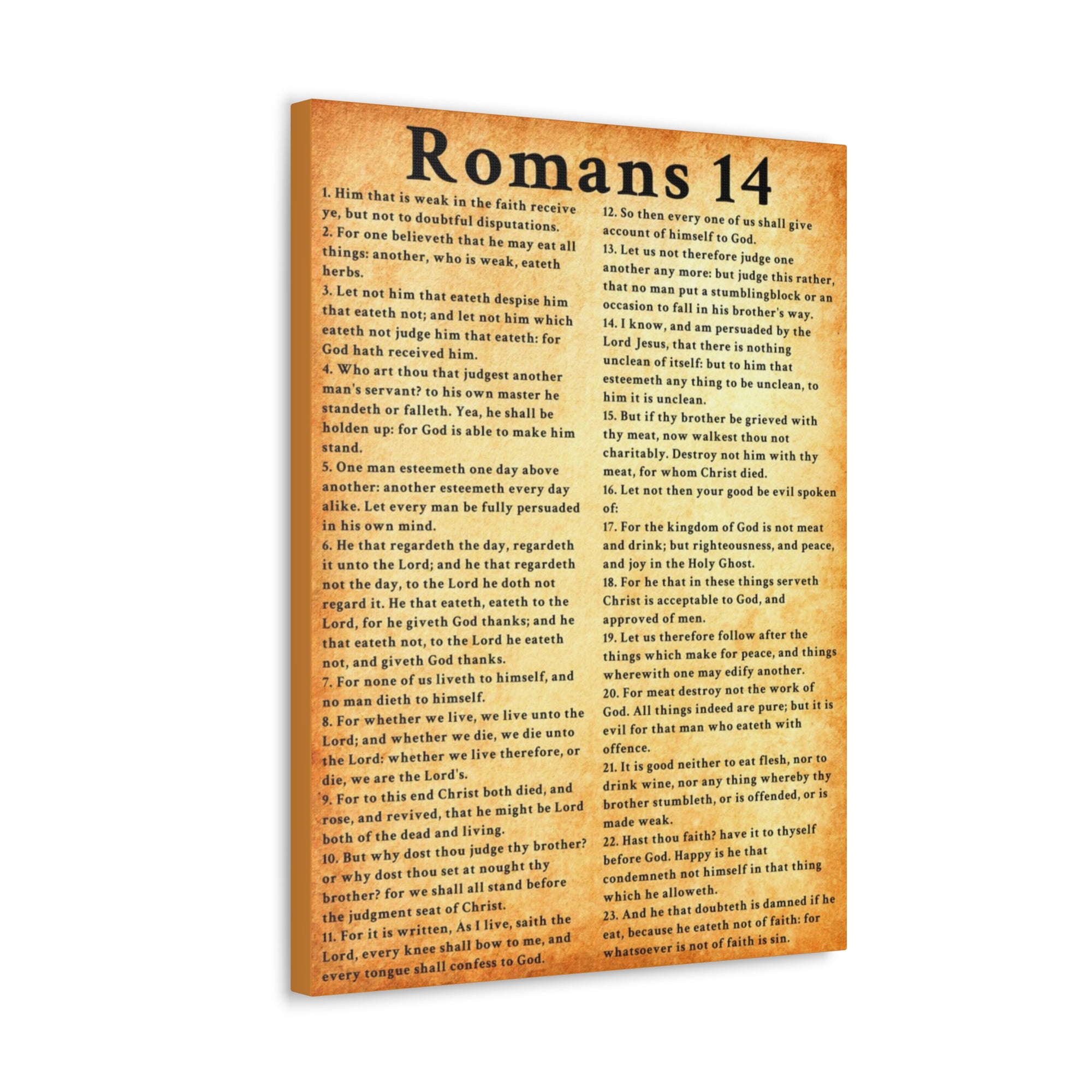 Scripture Walls Romans 14 Gold Bible Verse Canvas Christian Wall Art Ready to Hang Unframed-Express Your Love Gifts