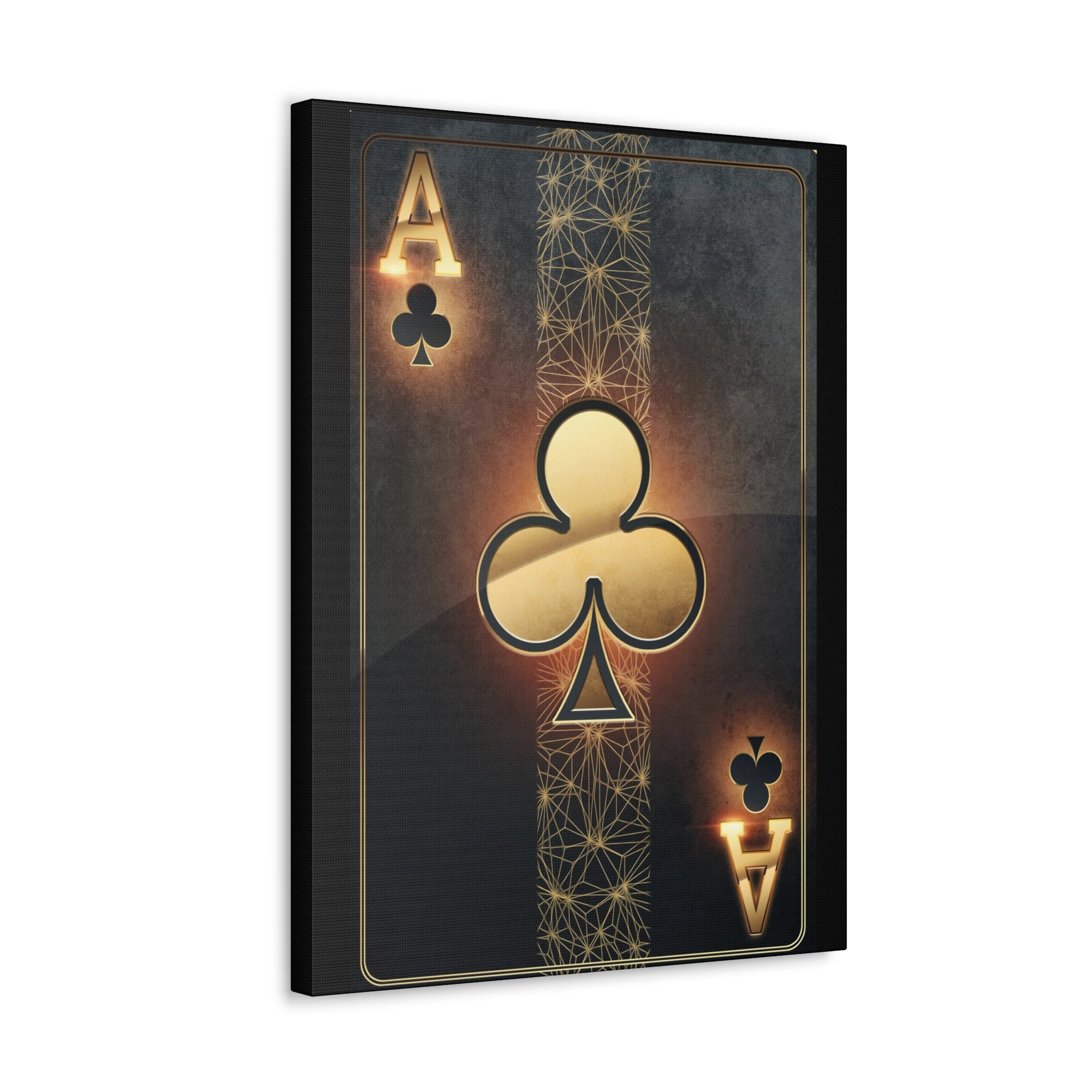 Black And Golden Ace Of Clubs Poker Playing Card Canvas Wall Art for Home Decor Ready-to-Hang-Express Your Love Gifts