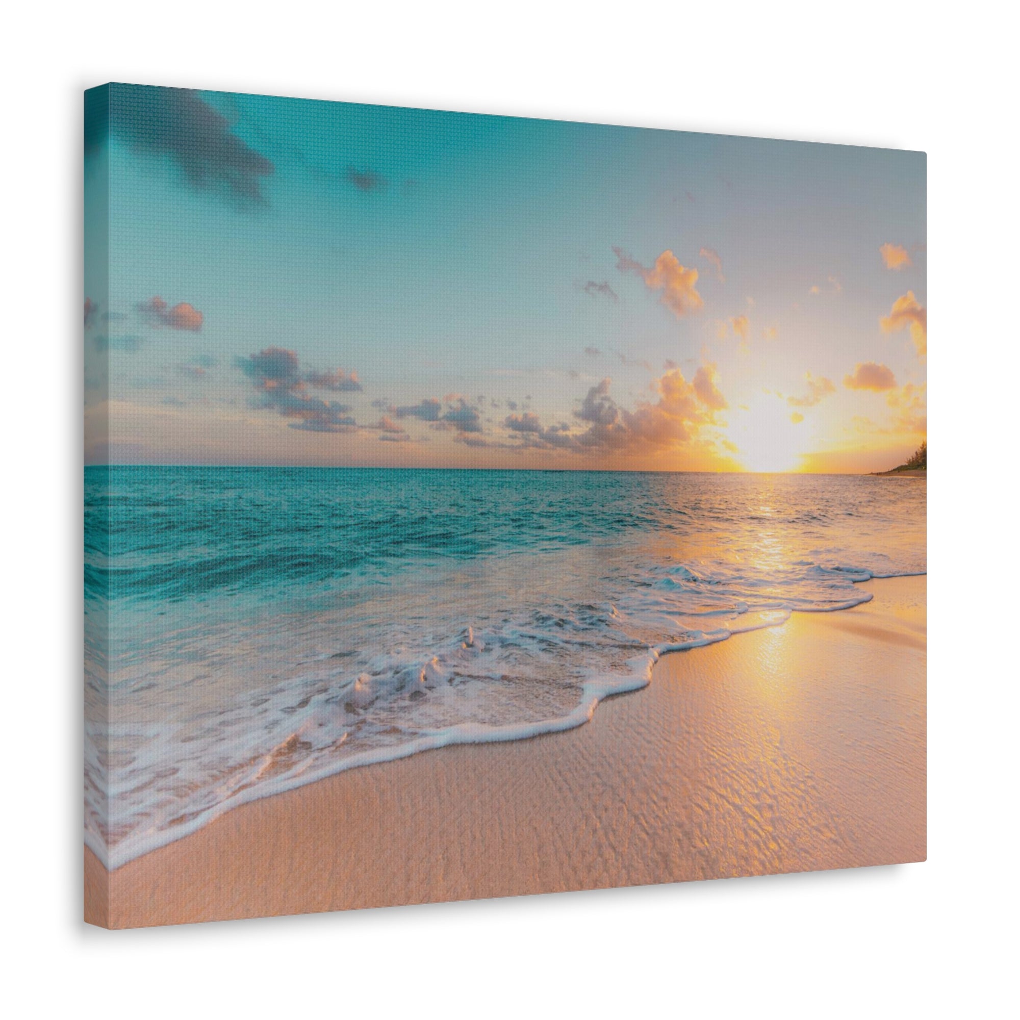 Beach Blue Sky Daylight Ocean Canvas Wall Art for Home Decor Ready-to-Hang-Express Your Love Gifts