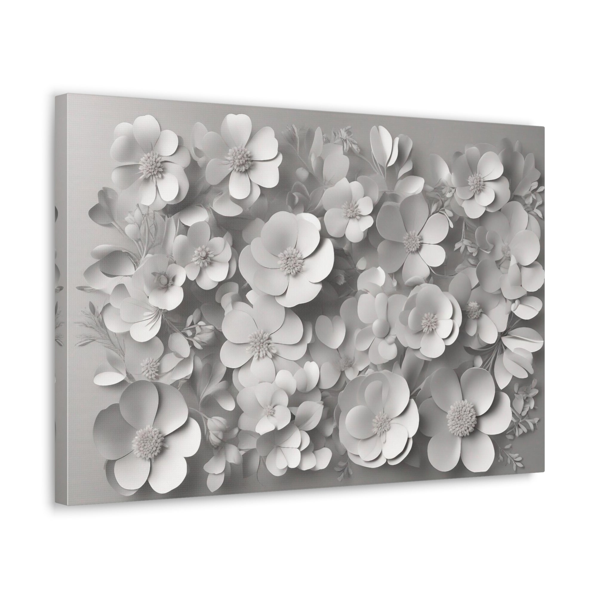 3D Aesthetic White Flower Background Canvas Wall Art for Home Decor Ready-to-Hang-Express Your Love Gifts