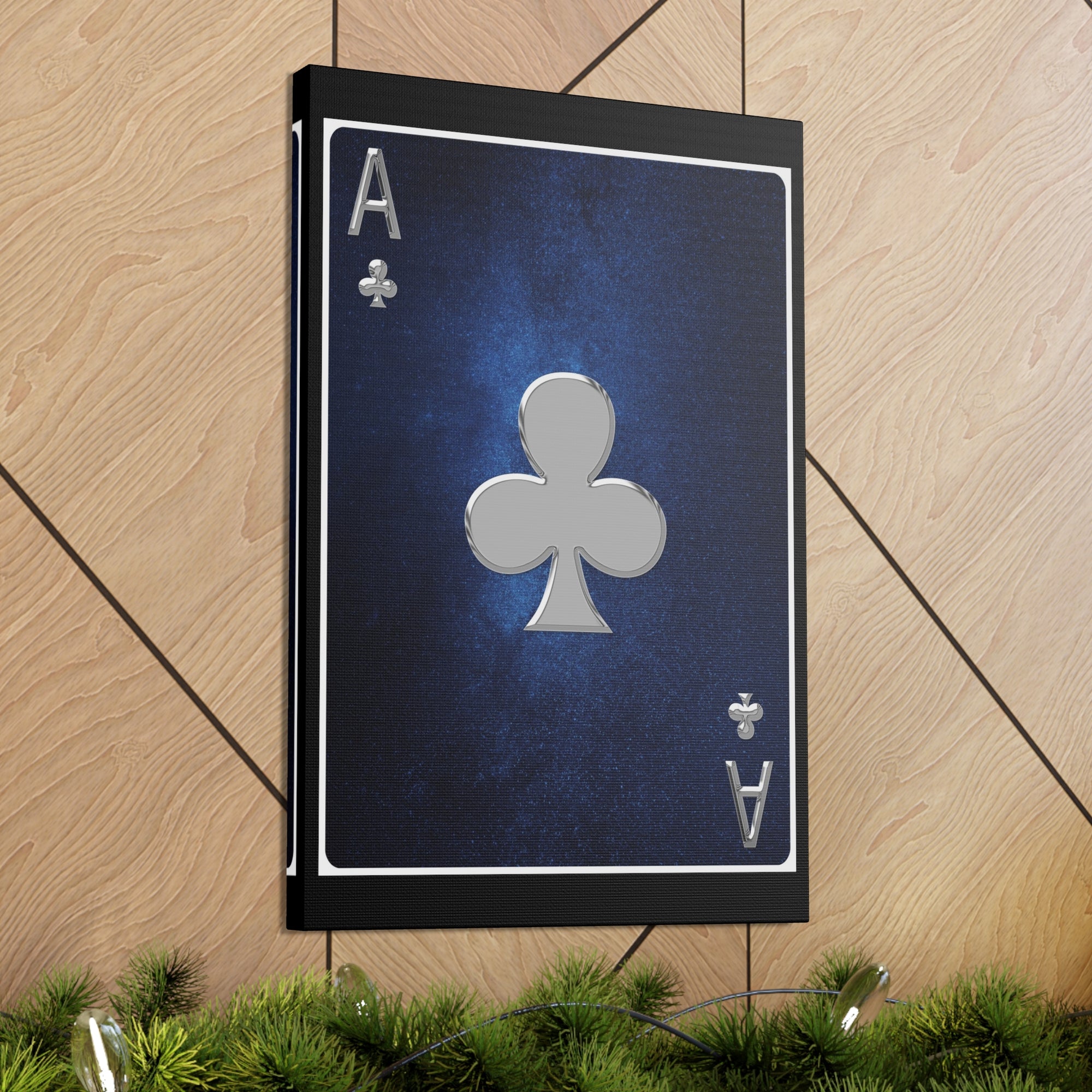 Ace Of Clubs Space Background Playing Card Canvas Wall Art for Home Decor Ready-to-Hang-Express Your Love Gifts