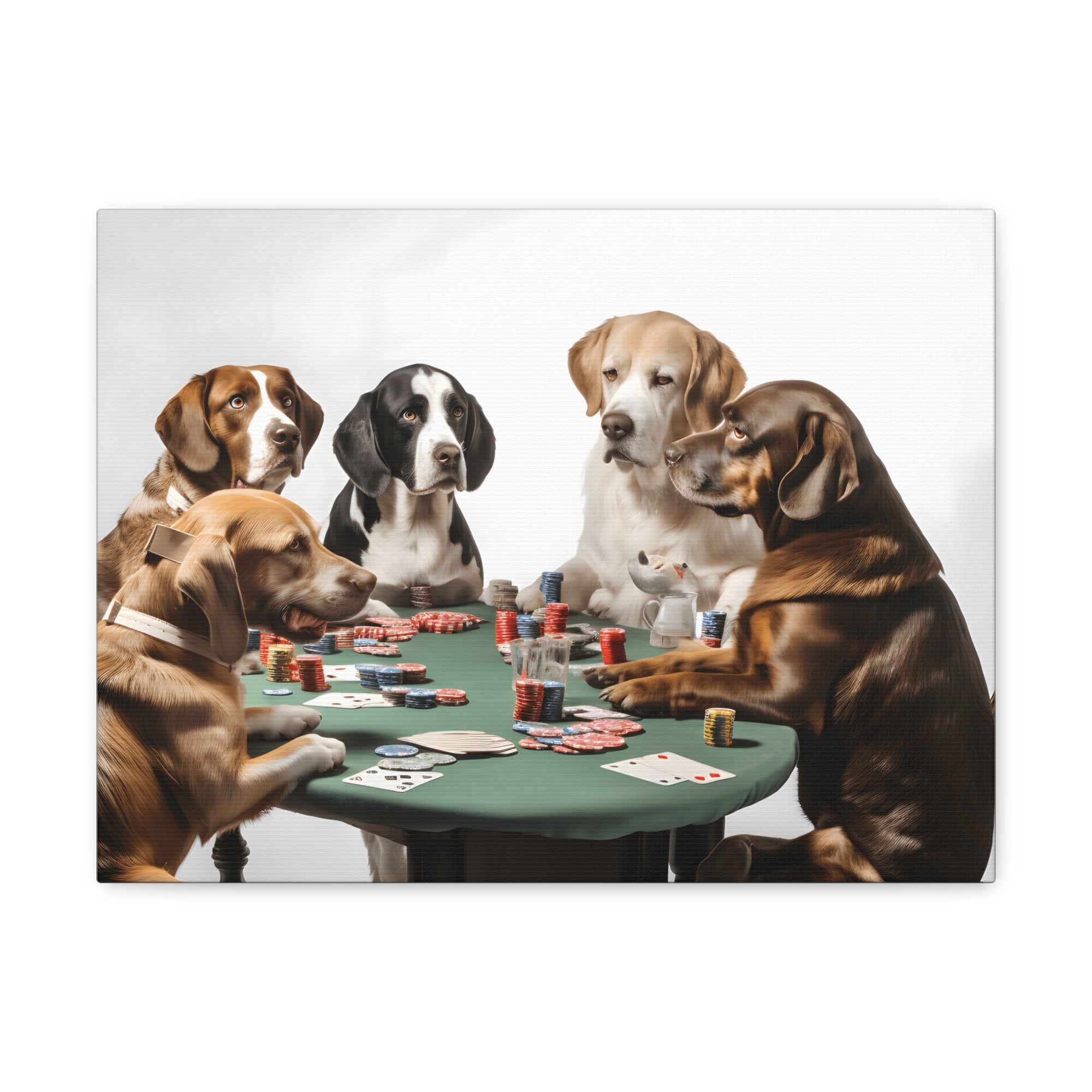 Dogs Playing Poker Funny Game Playing Card Canvas Wall Art for Home Decor Ready-to-Hang-Express Your Love Gifts