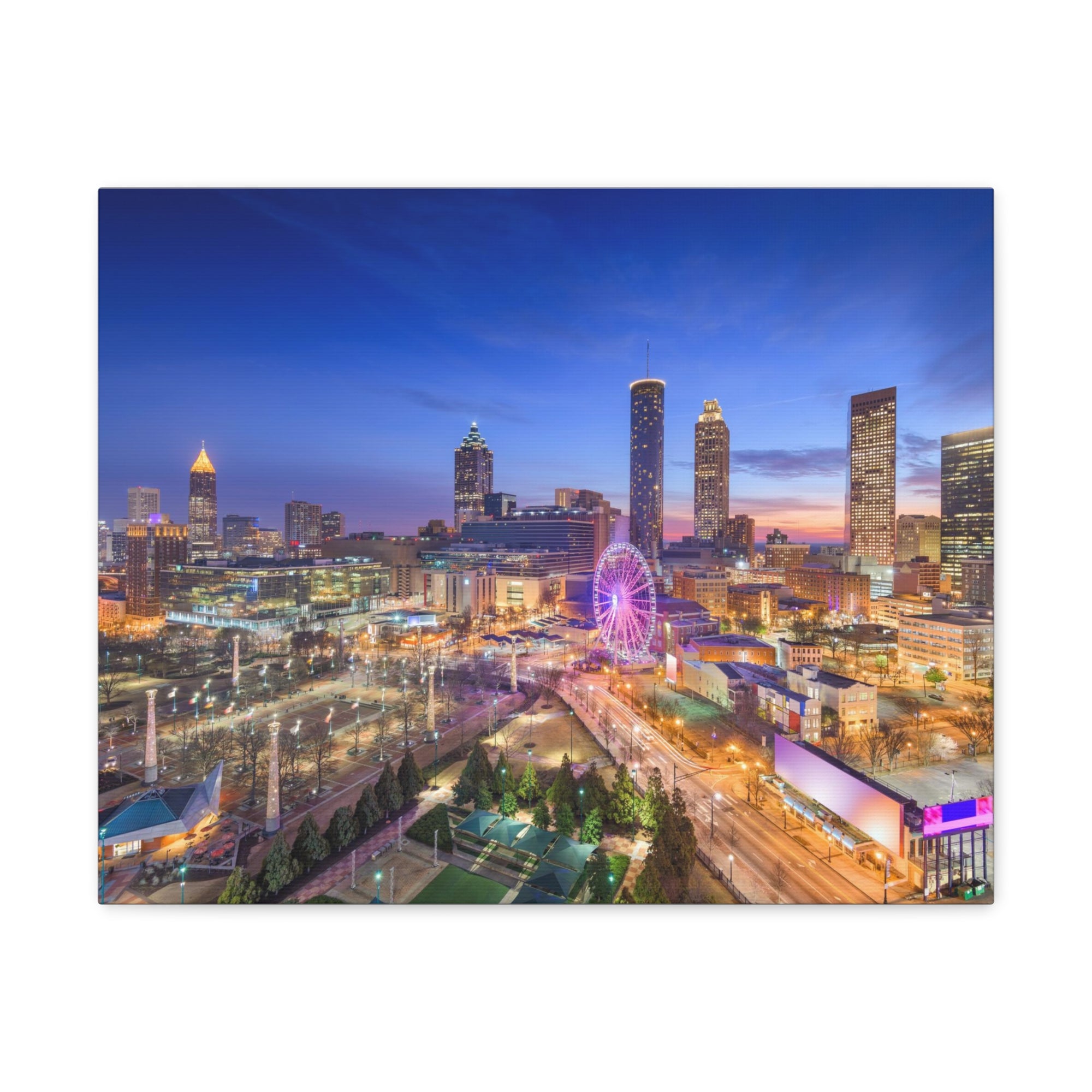 Atlanta Night Skyline Canvas Artwork High-Quality Breathtaking Stunning Cityscape for Home Decor Ready to Hang-Express Your Love Gifts