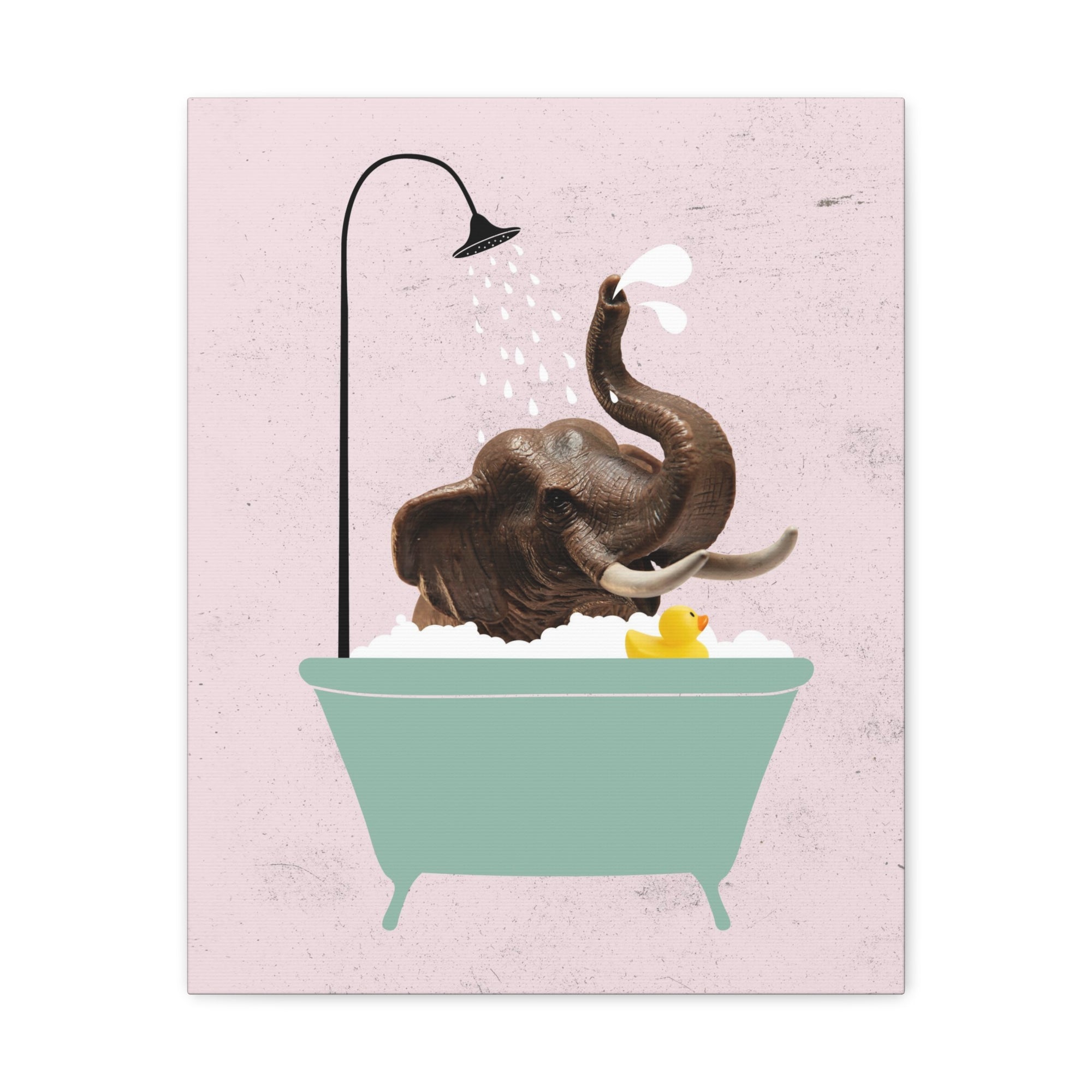 Funny Elephant Bath Canvas Wall Art for Home Decor Ready-to-Hang-Express Your Love Gifts