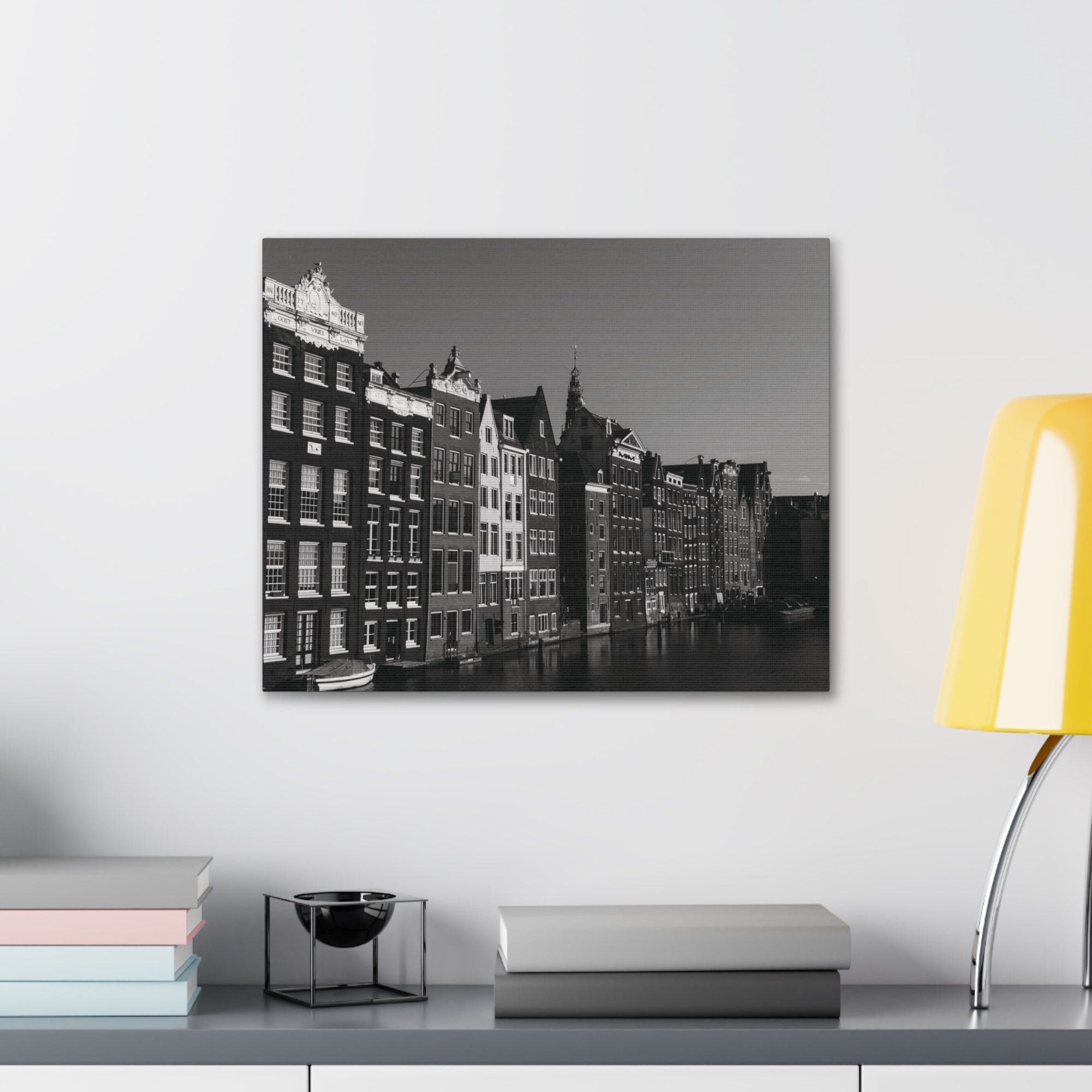 Amsterdam Black And White Skyline Canvas Artwork High-Quality Breathtaking Stunning Cityscape for Home Decor Ready to Hang-Express Your Love Gifts