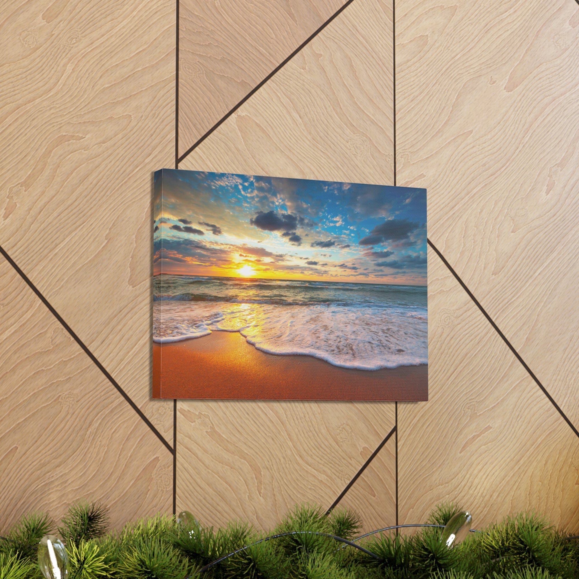 Beach Sunrise Tropical Sea Ocean Canvas Wall Art for Home Decor Ready-to-Hang-Express Your Love Gifts