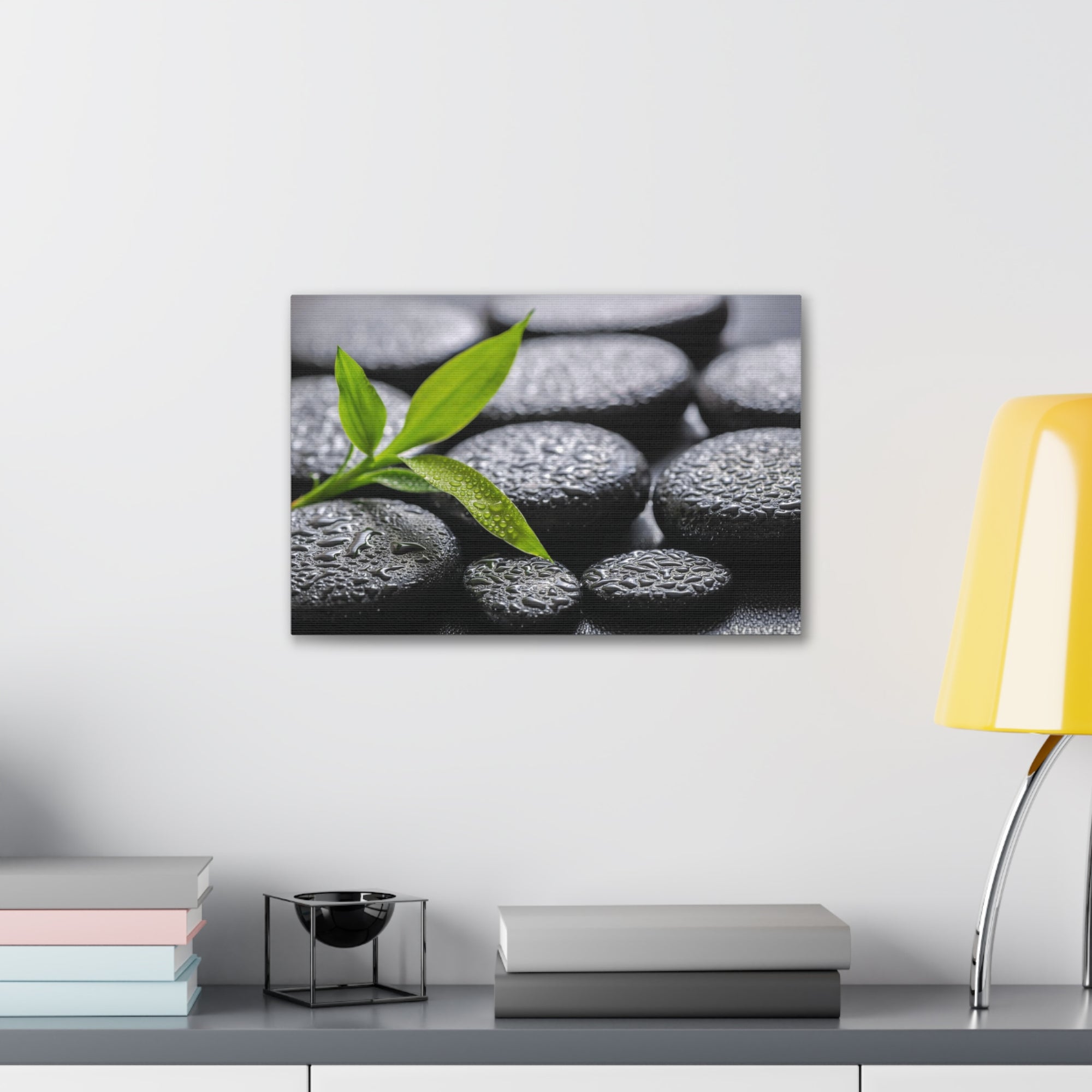 Bamboo on Zen Basalt Forest Floral Nature Photography Canvas Wall Art for Home Decor Ready-to-Hang-Express Your Love Gifts