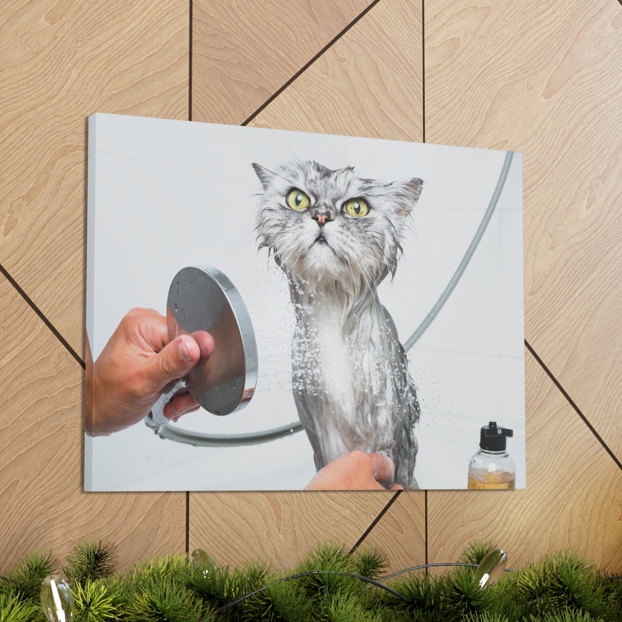 Funny Wet Cat Bath Canvas Wall Art for Home Decor Ready-to-Hang-Express Your Love Gifts