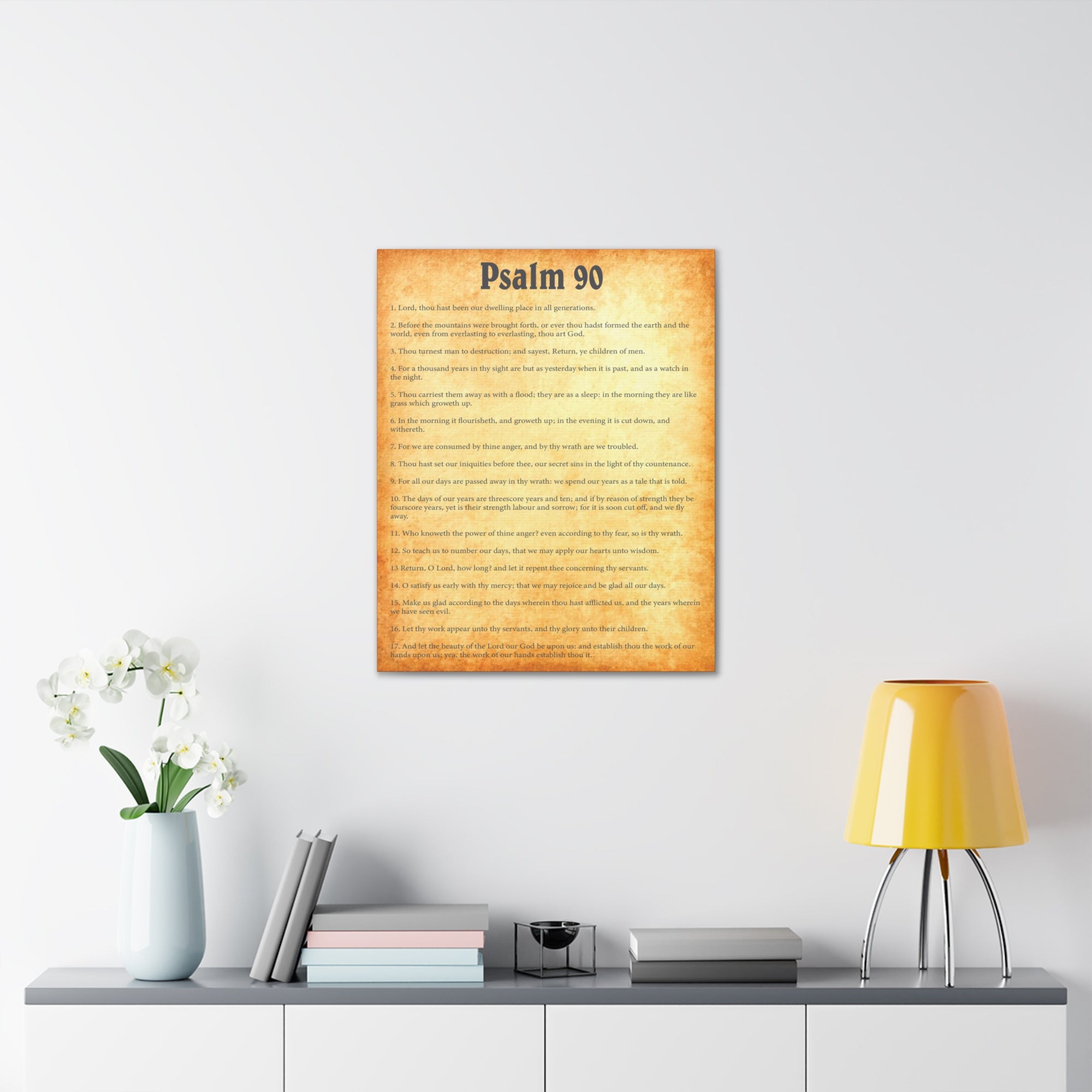 Scripture Walls Psalm 90 Gold Bible Chapter Canvas Christian Wall Art Ready to Hang Unframed-Express Your Love Gifts