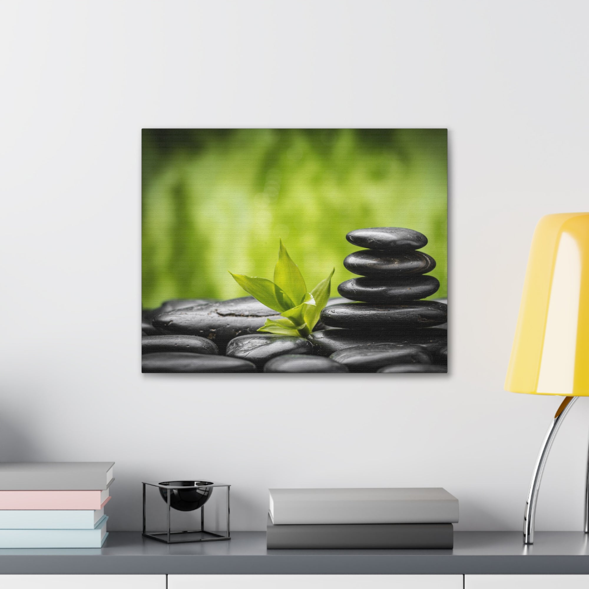 Basalt Stones and Bamboo Forest Floral Nature Photography Canvas Wall Art for Home Decor Ready-to-Hang-Express Your Love Gifts