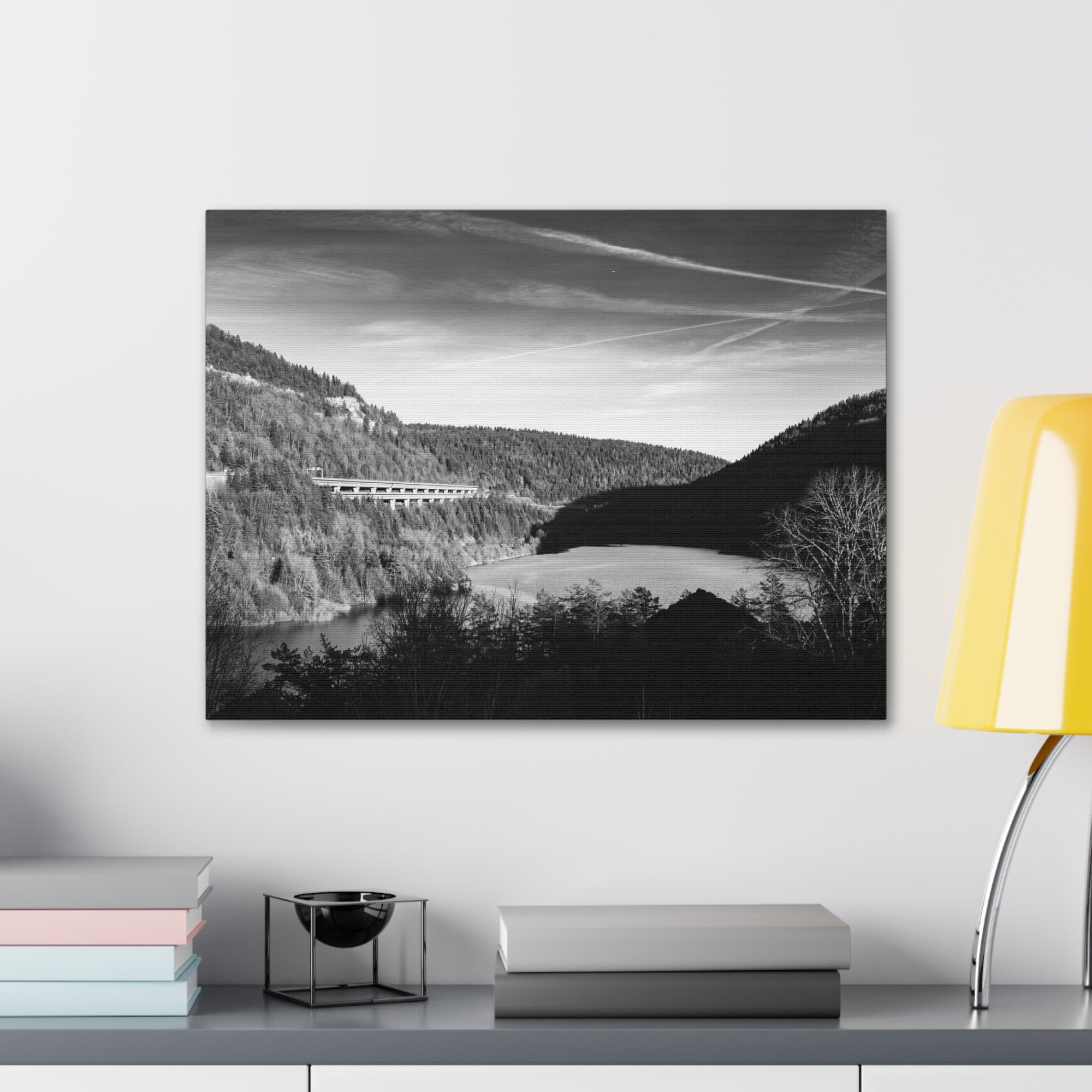 Black And White Forest Mountain Nature Wilderness Photography Canvas Wall Art for Home Decor Ready-to-Hang-Express Your Love Gifts