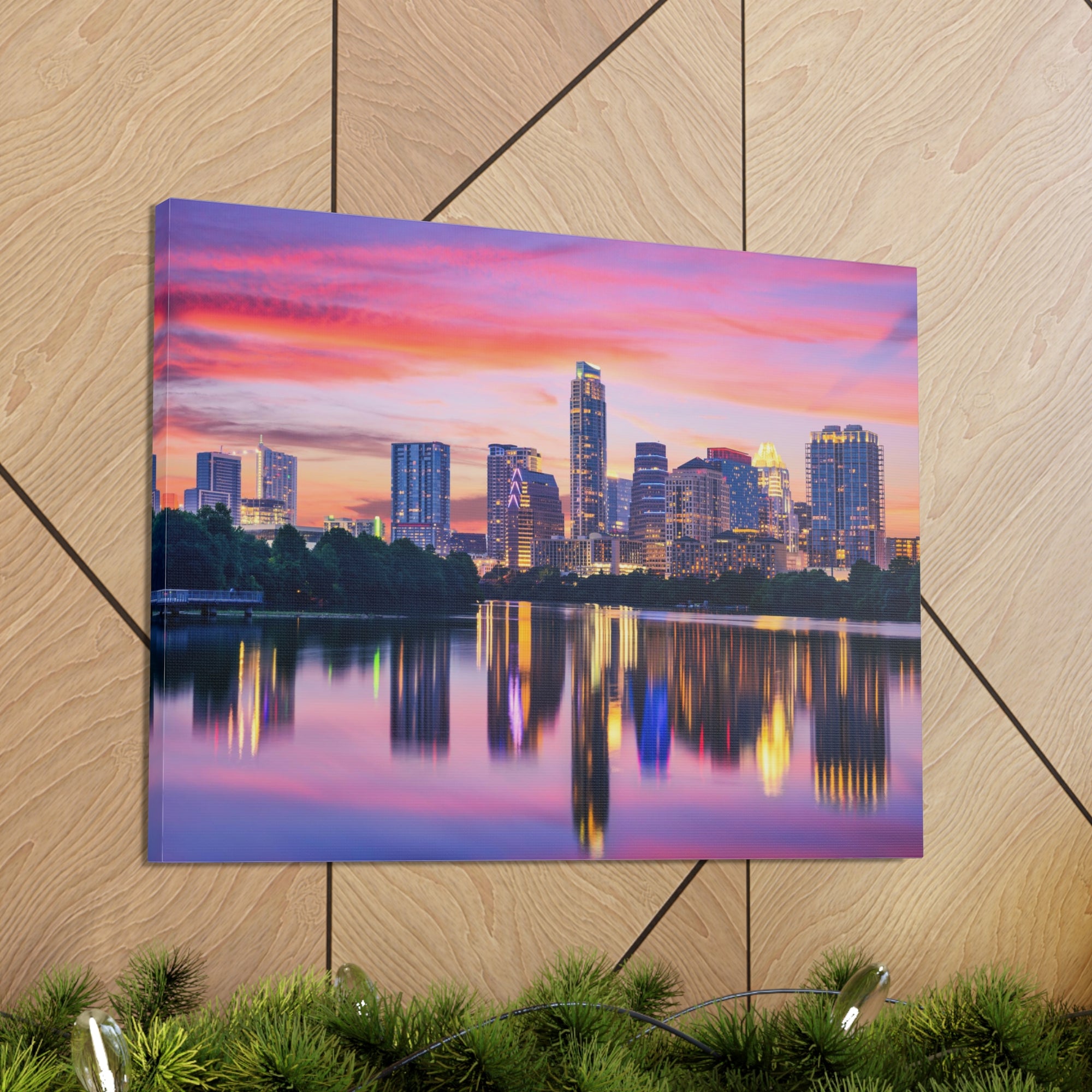 Austin Night Skyline Canvas Artwork High-Quality Breathtaking Stunning Cityscape for Home Decor Ready to Hang-Express Your Love Gifts