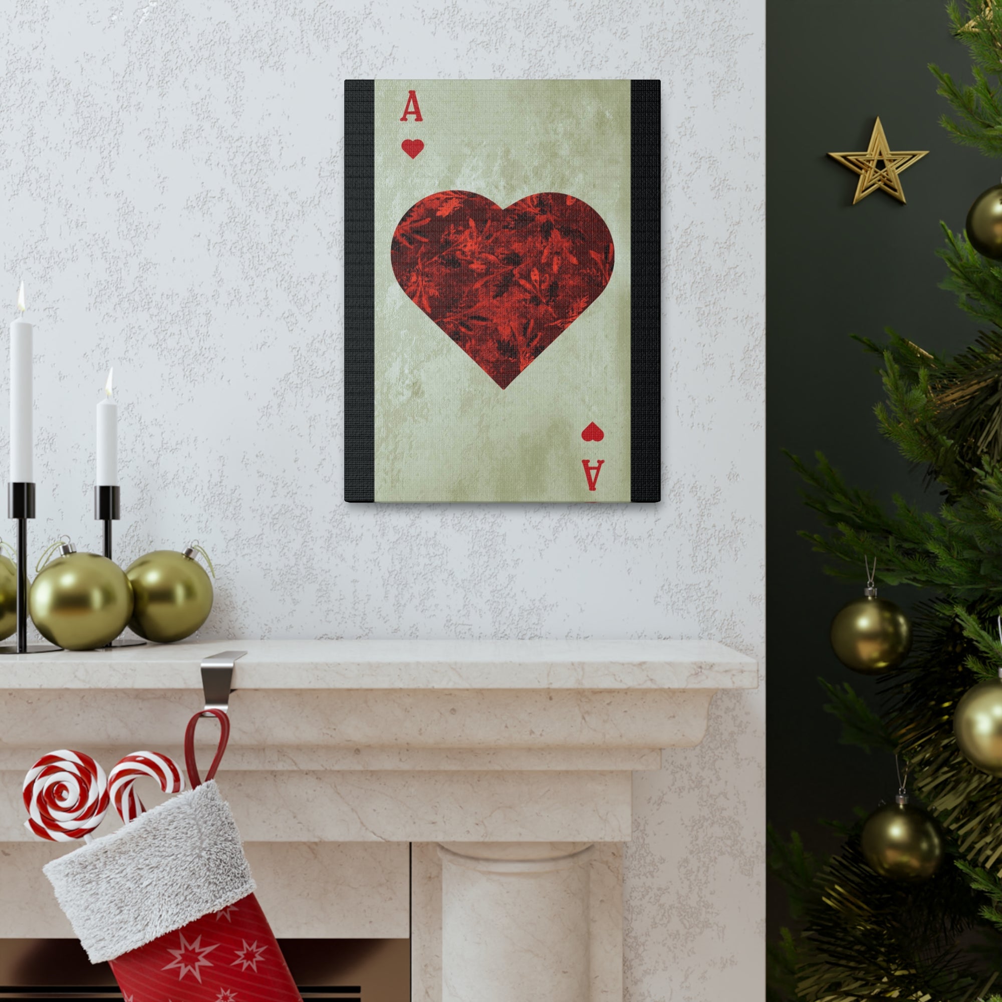 Ace Of Hearts Playing Card Canvas Wall Art for Home Decor Ready-to-Hang-Express Your Love Gifts