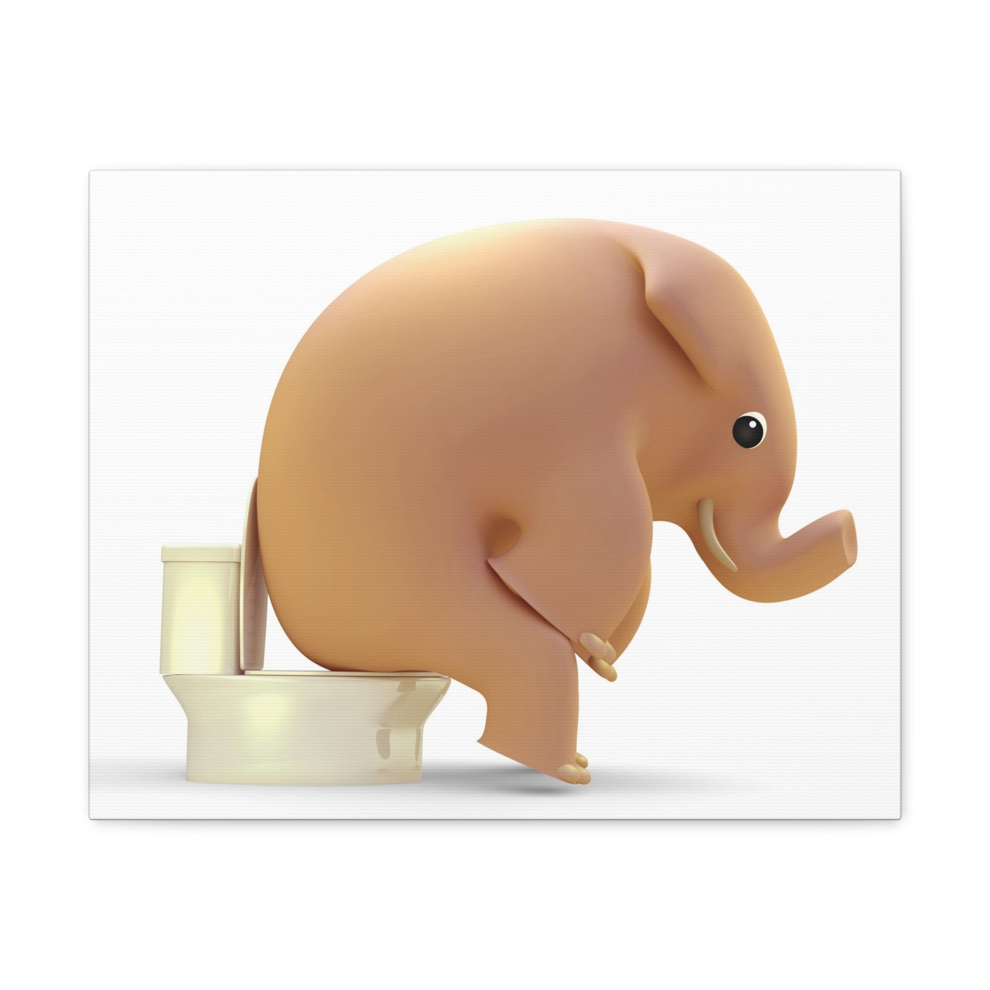 3D Elephant Seated On Toilet Funny Canvas Wall Art for Home Decor Ready-to-Hand-Express Your Love Gifts