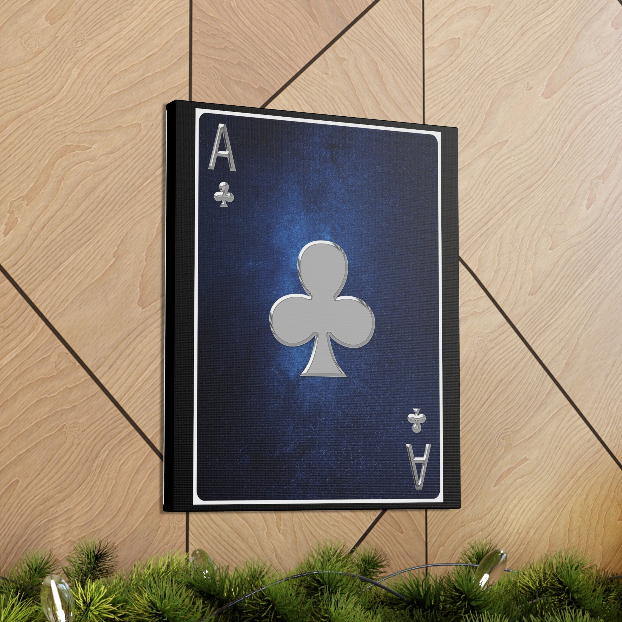 Ace Of Clubs Space Background Playing Card Canvas Wall Art for Home Decor Ready-to-Hang-Express Your Love Gifts