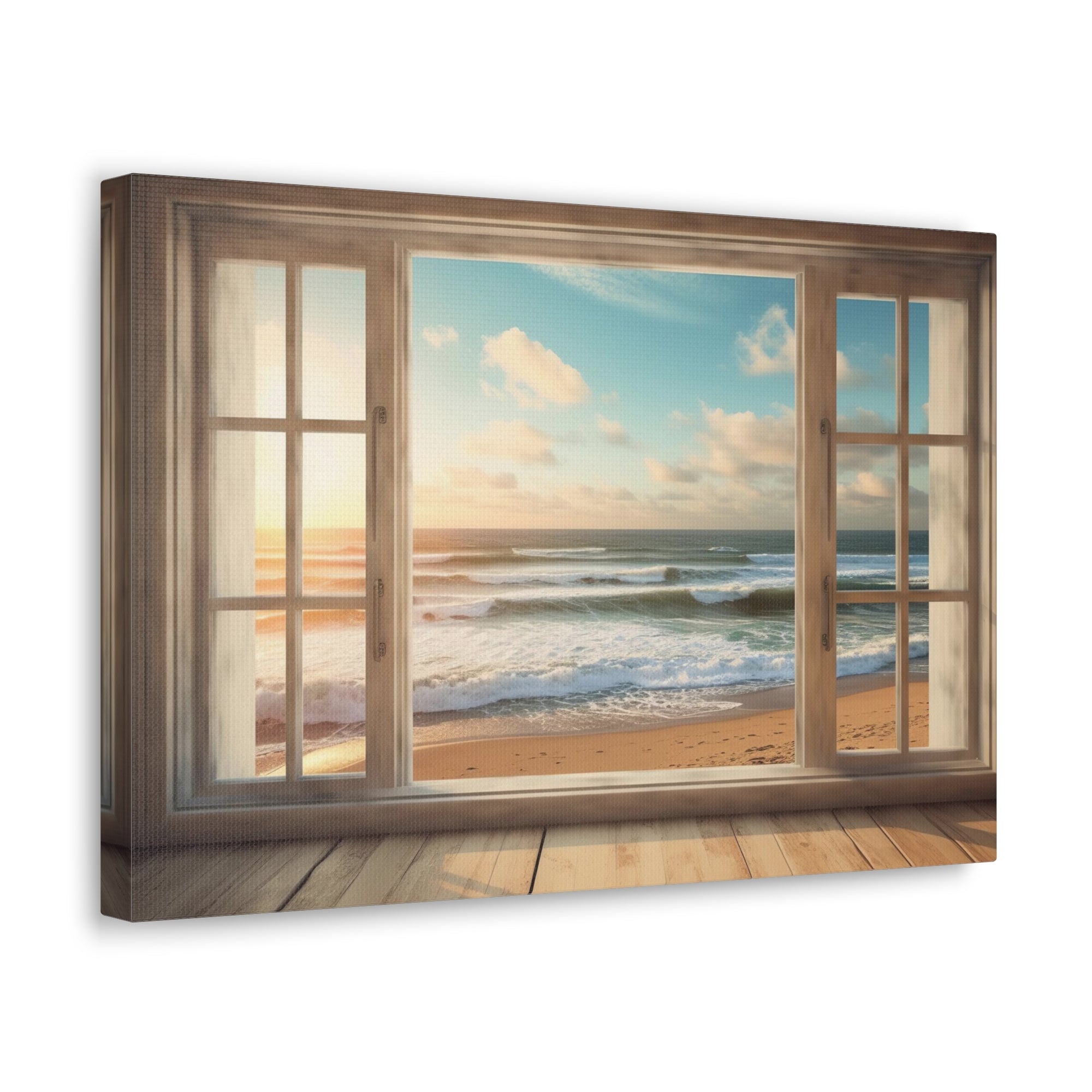 Beautiful Ocean View Window Luxury Ocean Canvas Wall Art for Home Decor Ready-to-Hang-Express Your Love Gifts