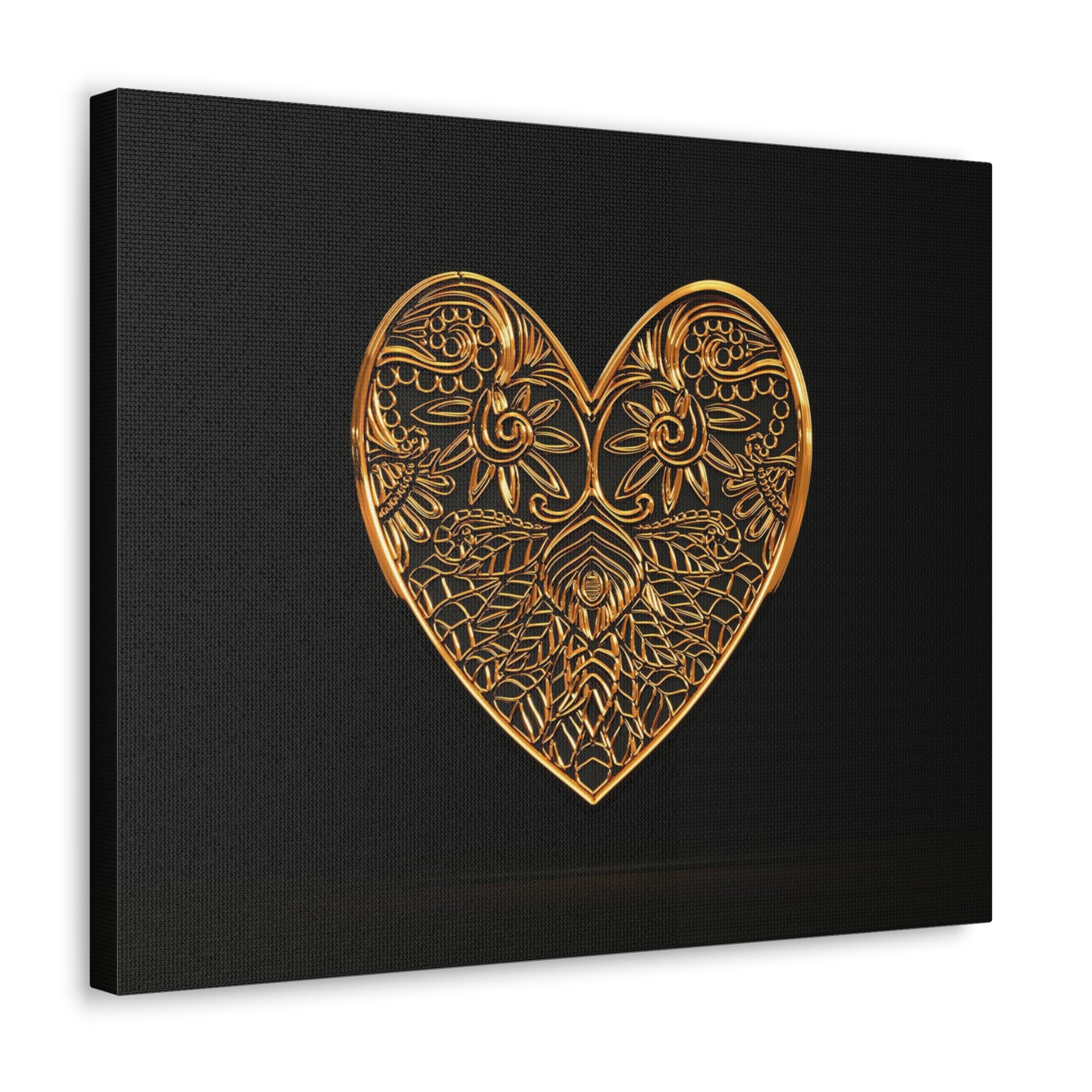 3D Gold Hearts Playing Card Canvas Wall Art for Home Decor Ready-to-Hang-Express Your Love Gifts