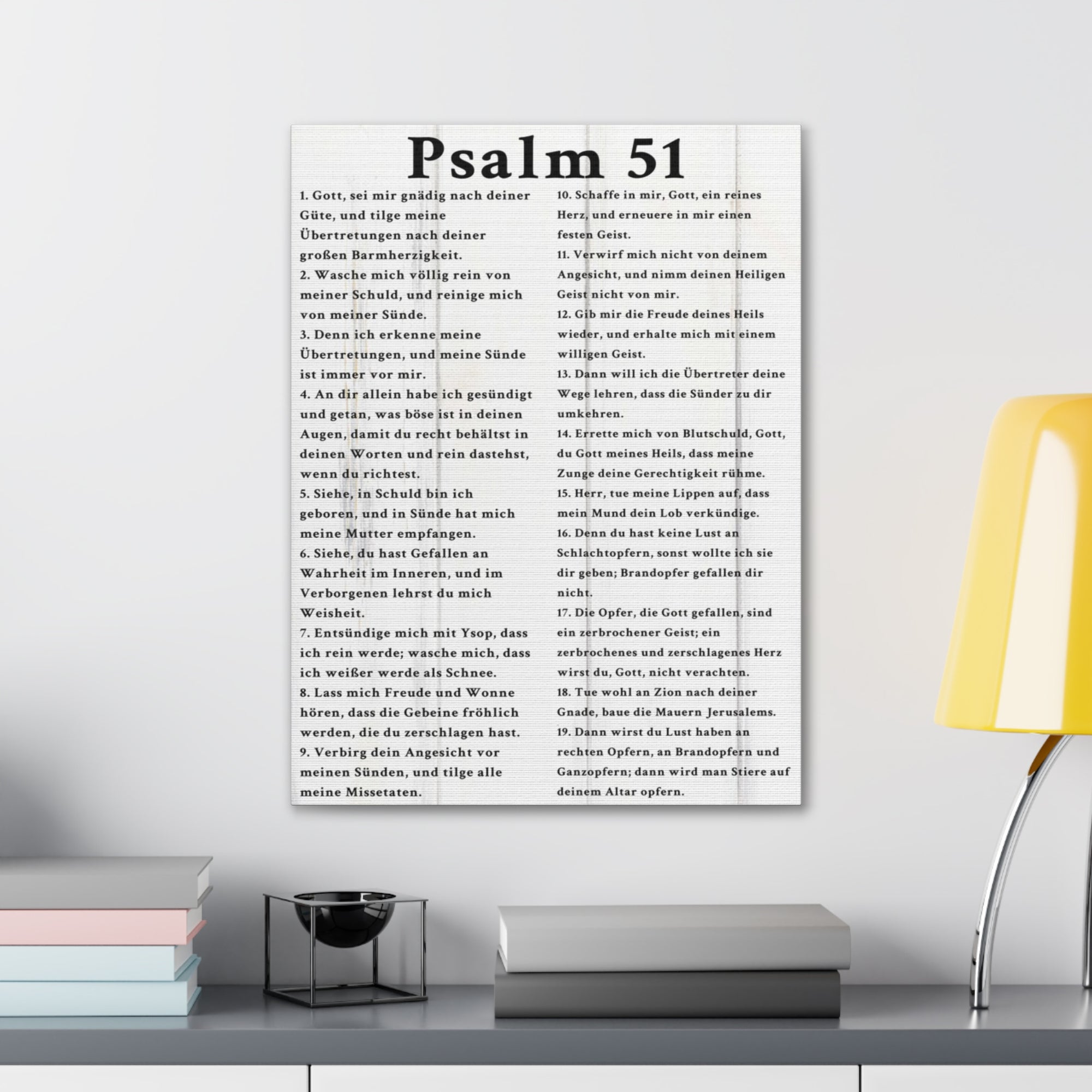 Scripture Walls Psalm 51 German White Bible Verse Canvas Christian Wall Art Ready to Hang Unframed-Express Your Love Gifts